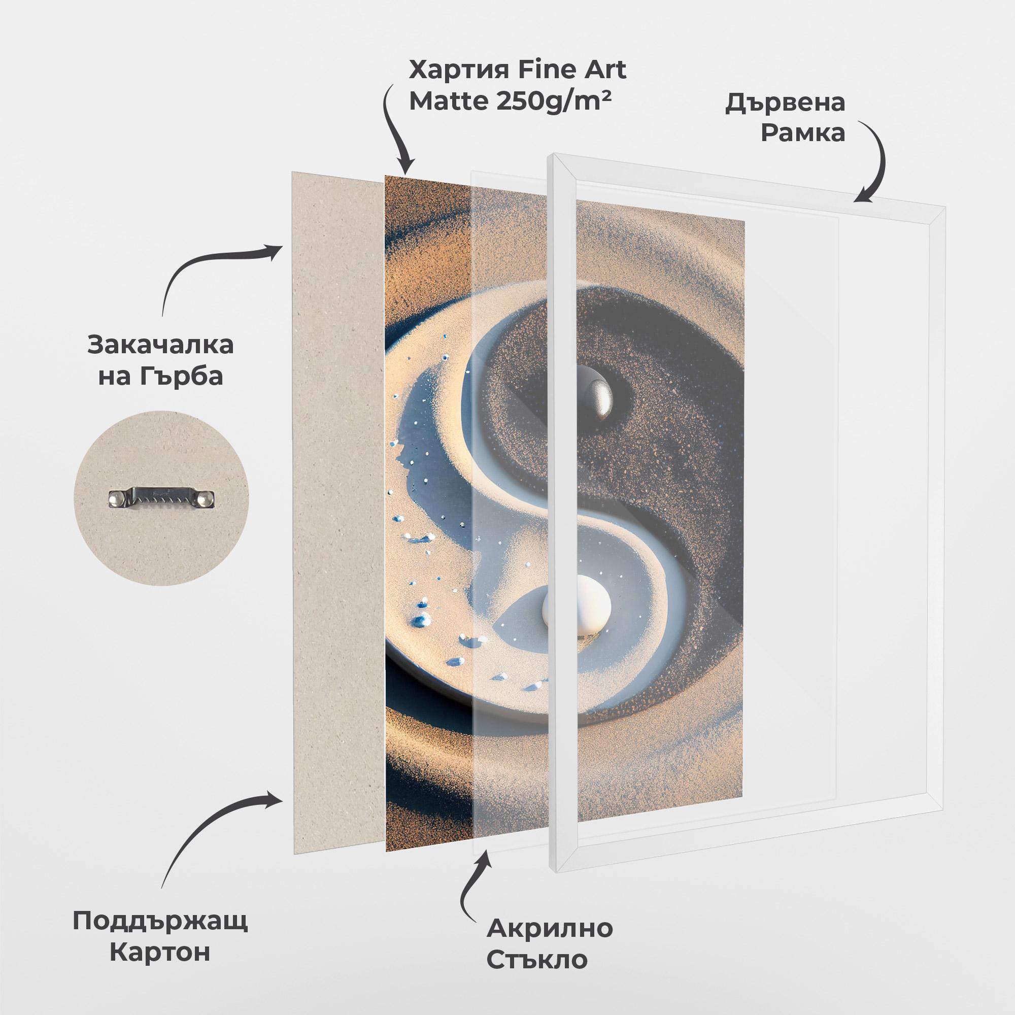 Рамкиран постер Pretty Sand Yinyang mockup 1