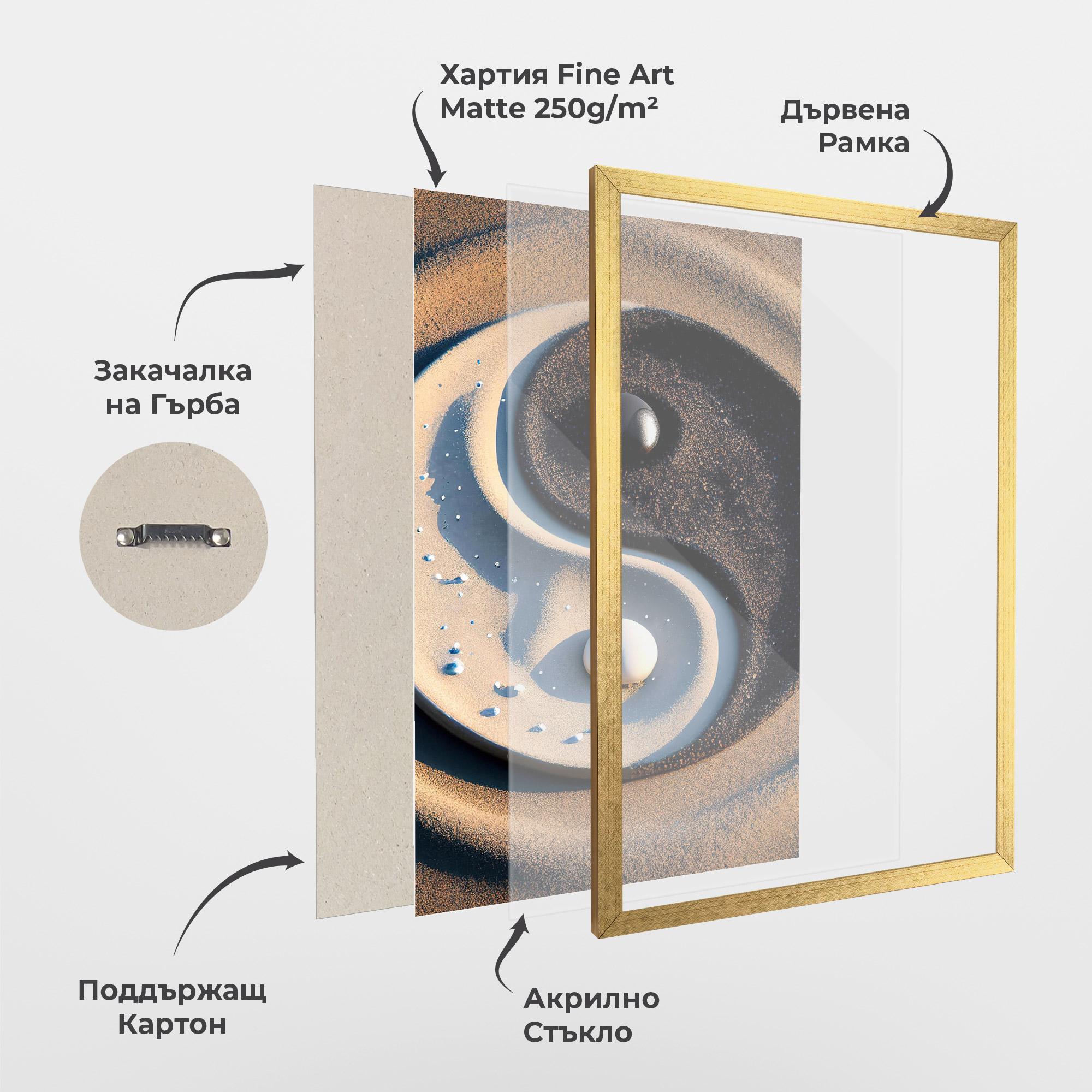 Рамкиран постер Pretty Sand Yinyang mockup 1