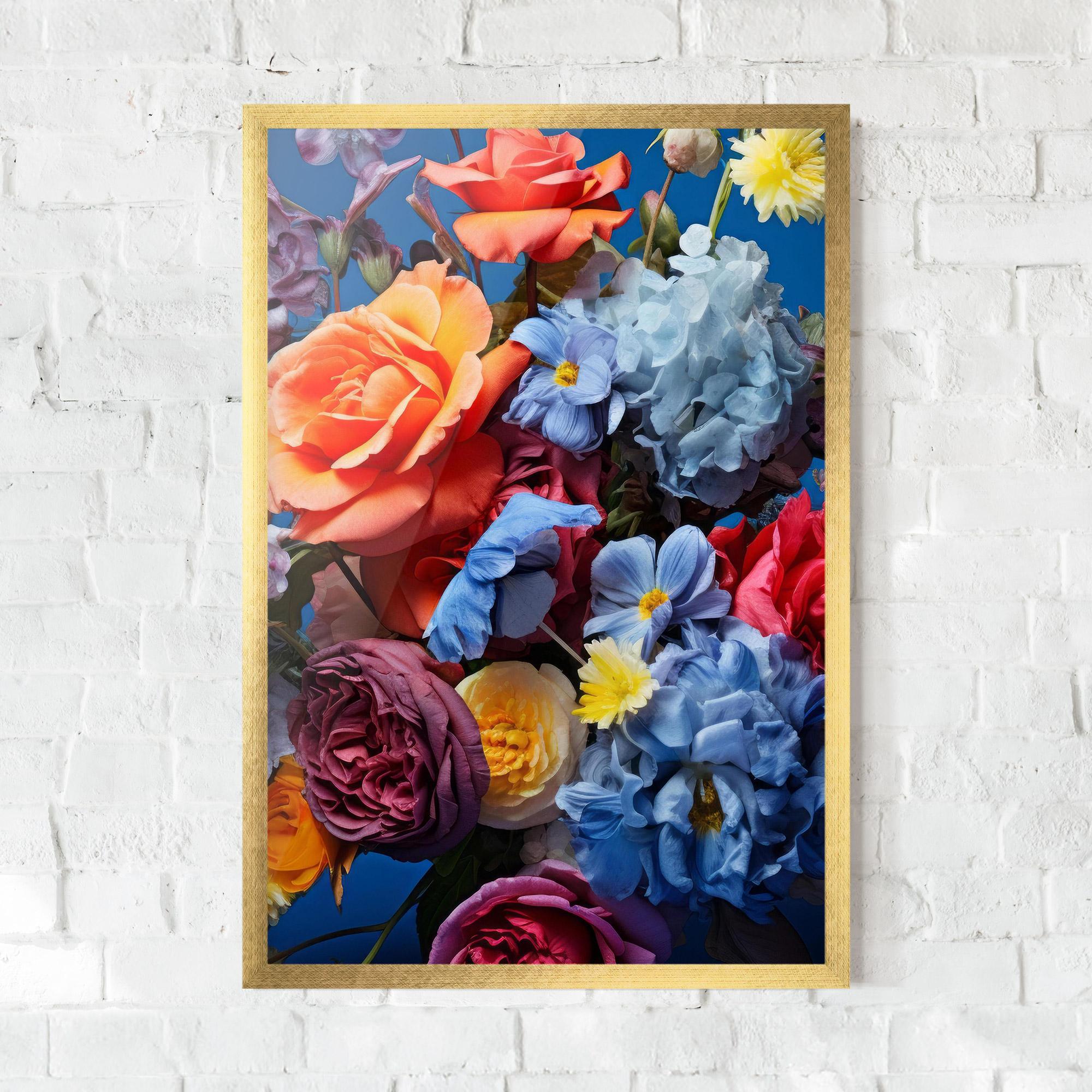 Рамкиран постер Blue Orange Bouquet mockup 0