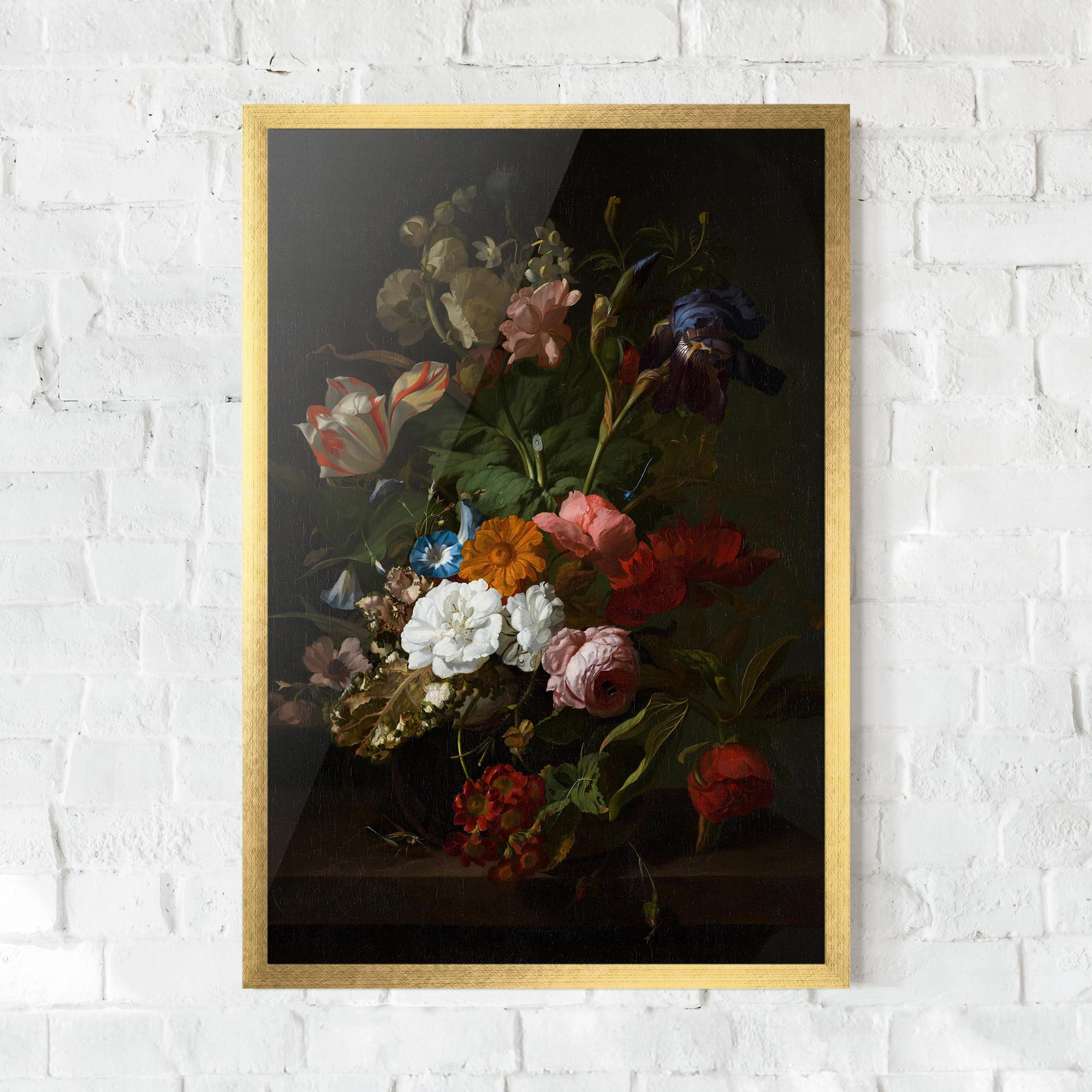 Рамкиран постер Dark Flowers Bouquet mockup 0