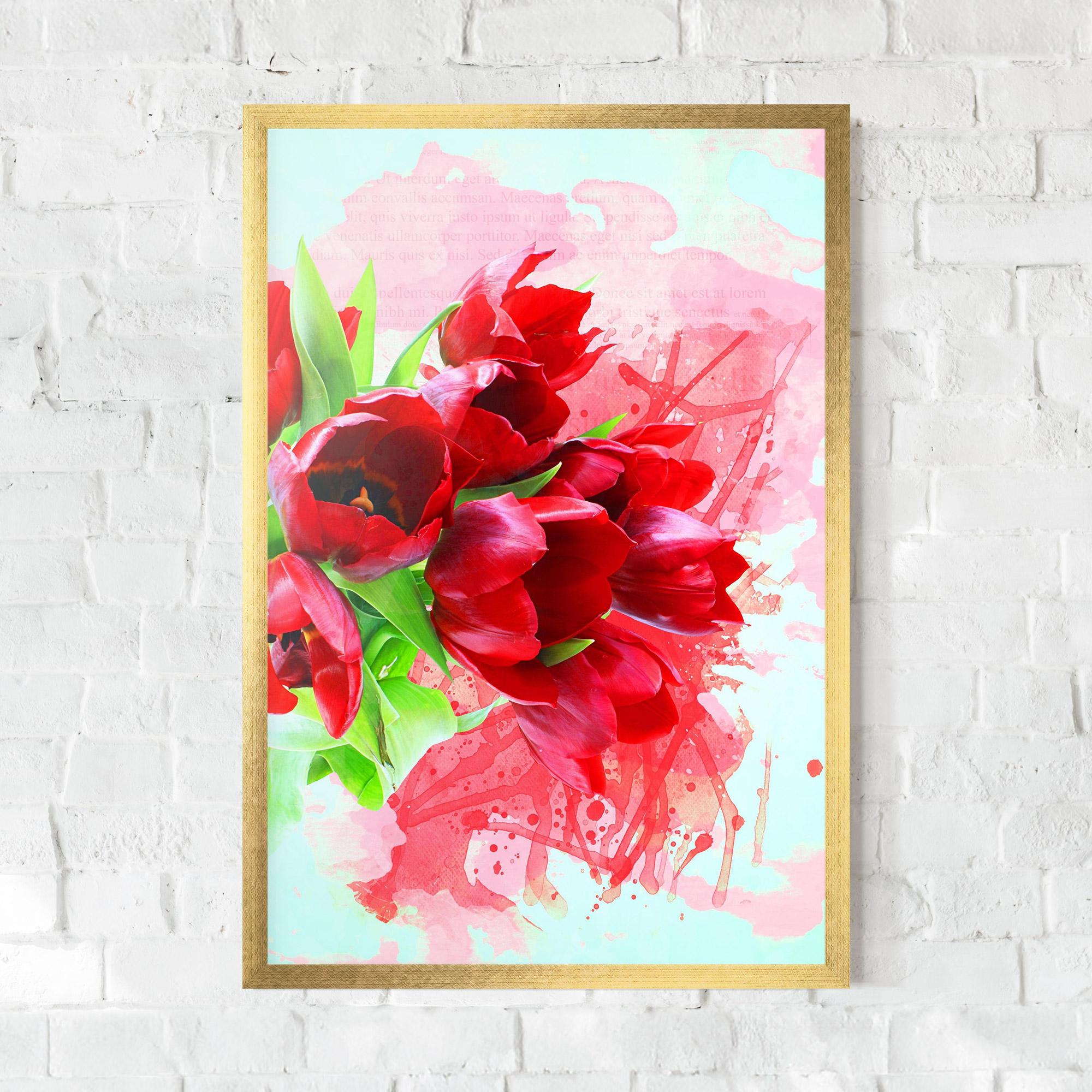 Рамкиран постер Red Tulips Bouquet mockup 0