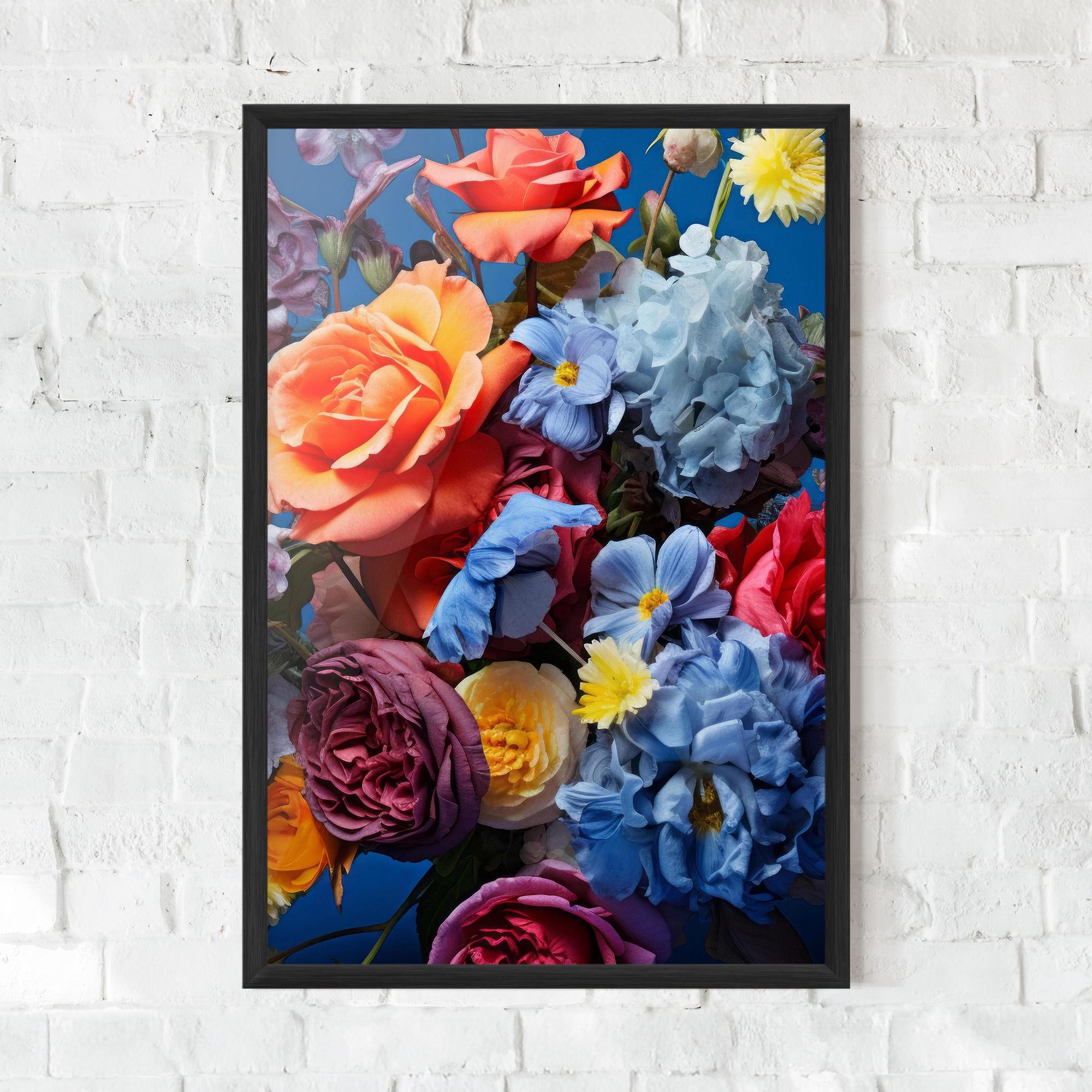 Рамкиран постер Blue Orange Bouquet mockup 0