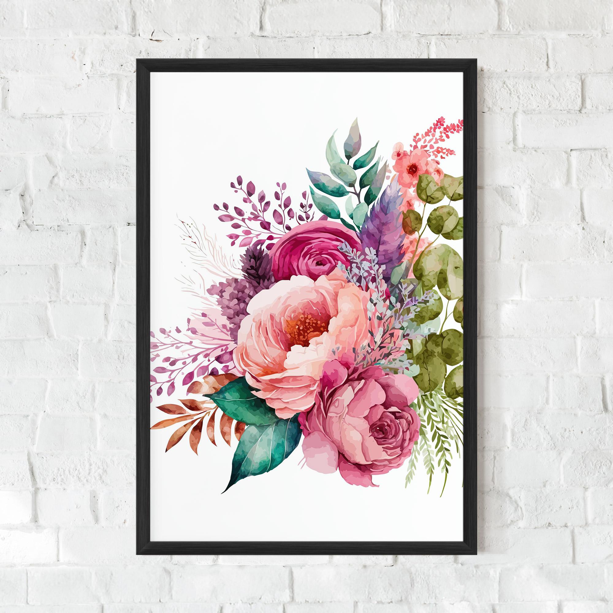 Рамкиран постер Bouquet Of Pink Roses mockup 0