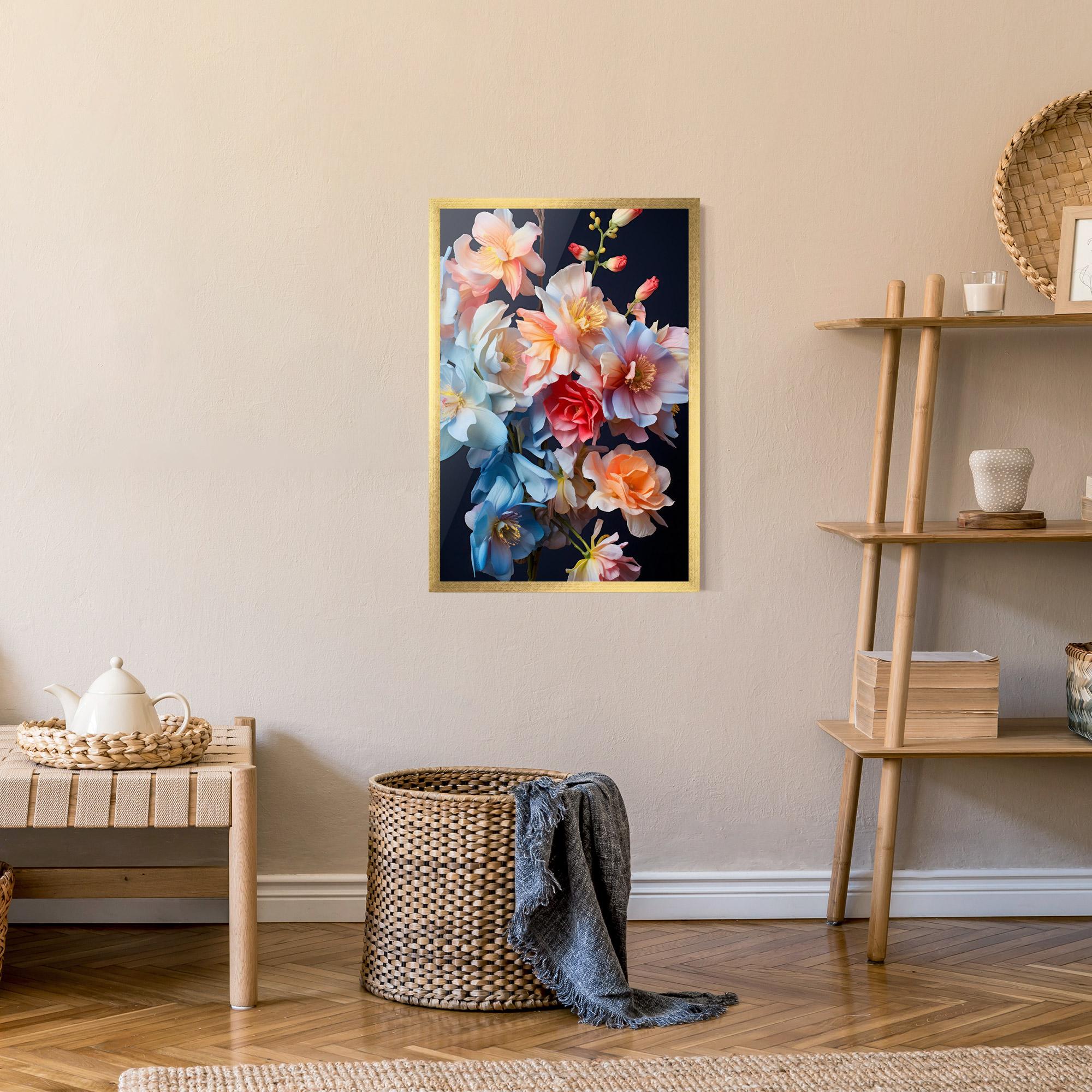 Рамкиран постер Pretty Pastel Bouquet mockup 9