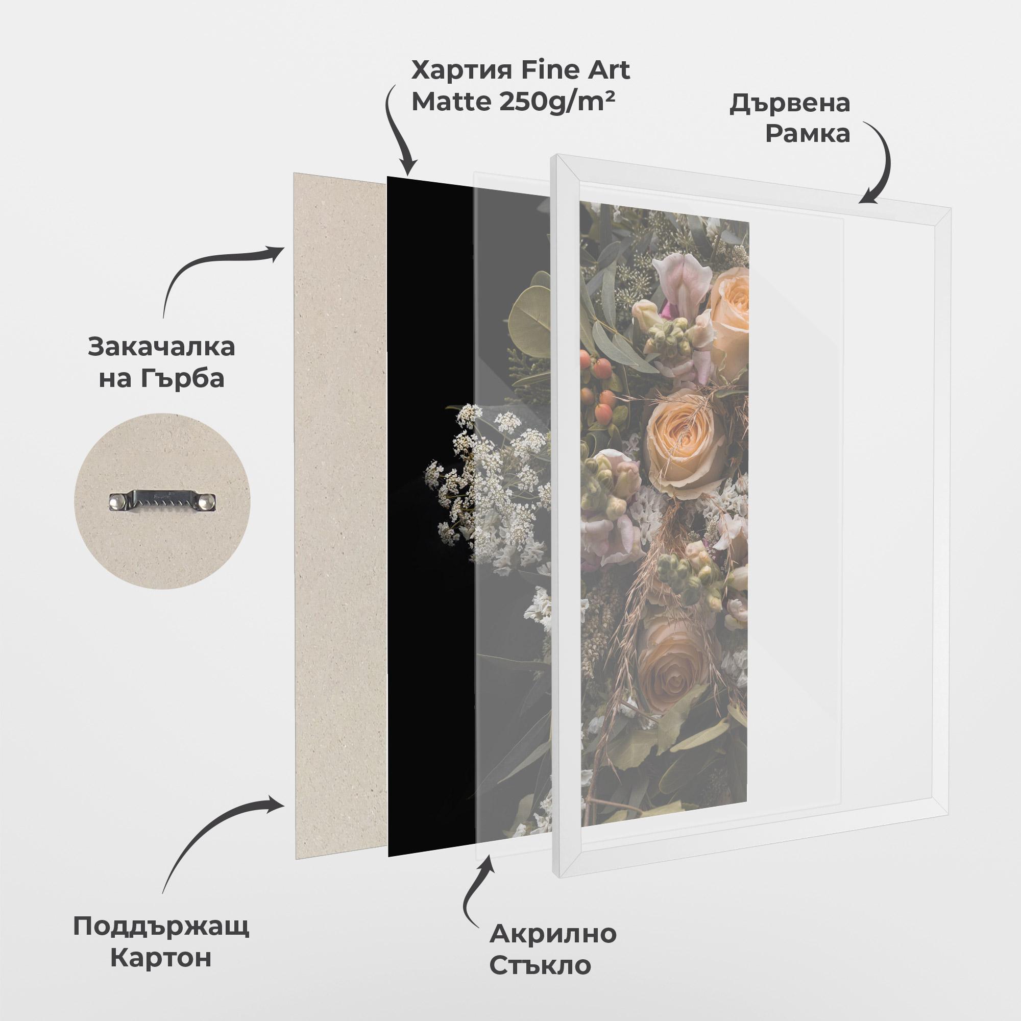 Рамкиран постер Dark Flower Bouquet mockup 1