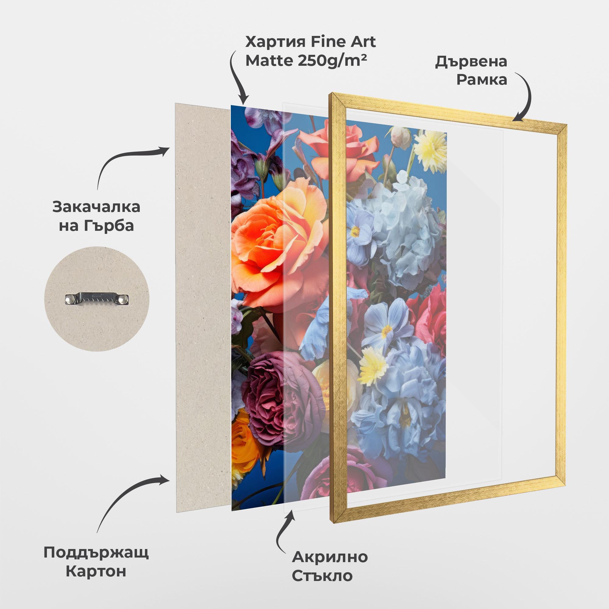 Рамкиран постер Blue Orange Bouquet mockup 1