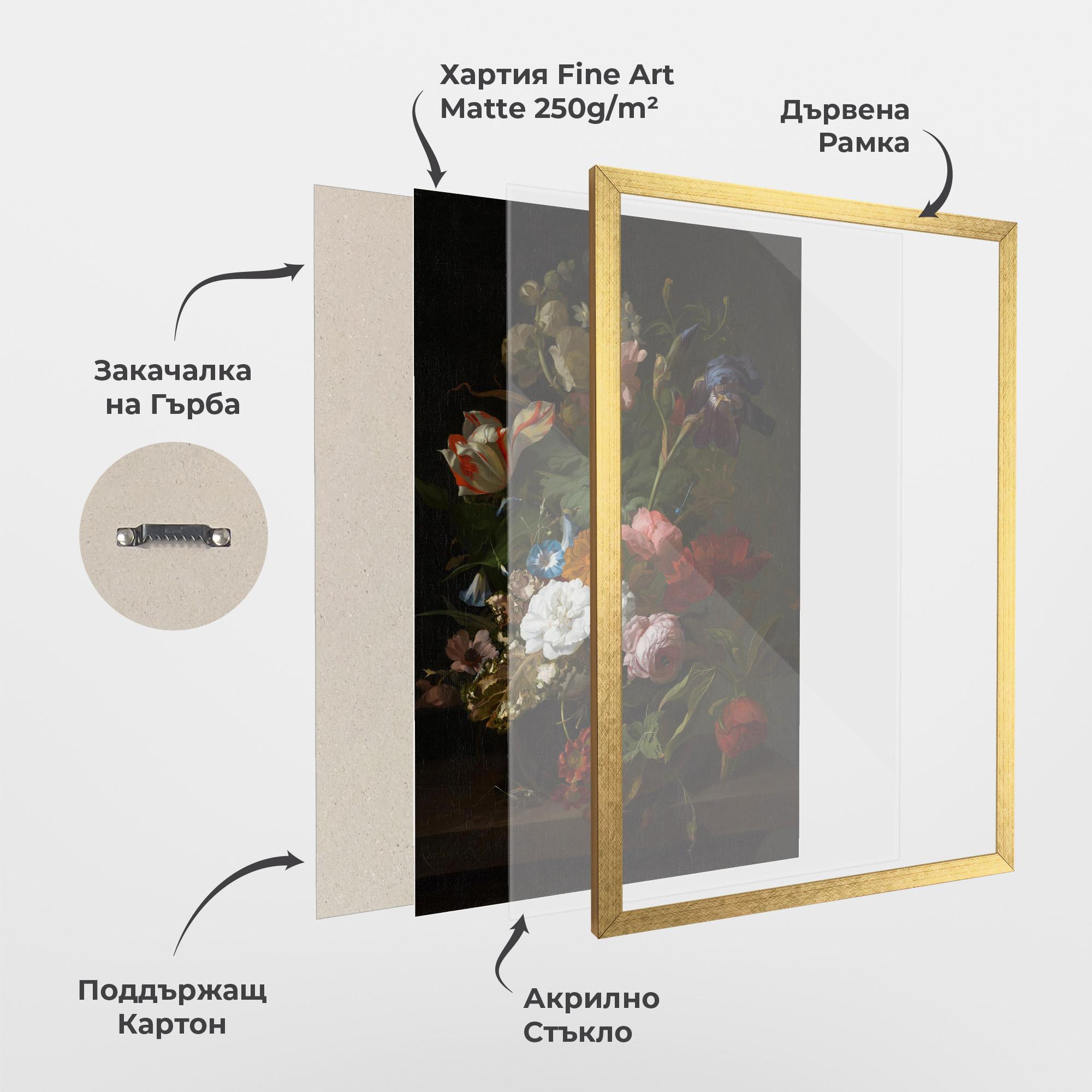 Рамкиран постер Dark Flowers Bouquet mockup 1