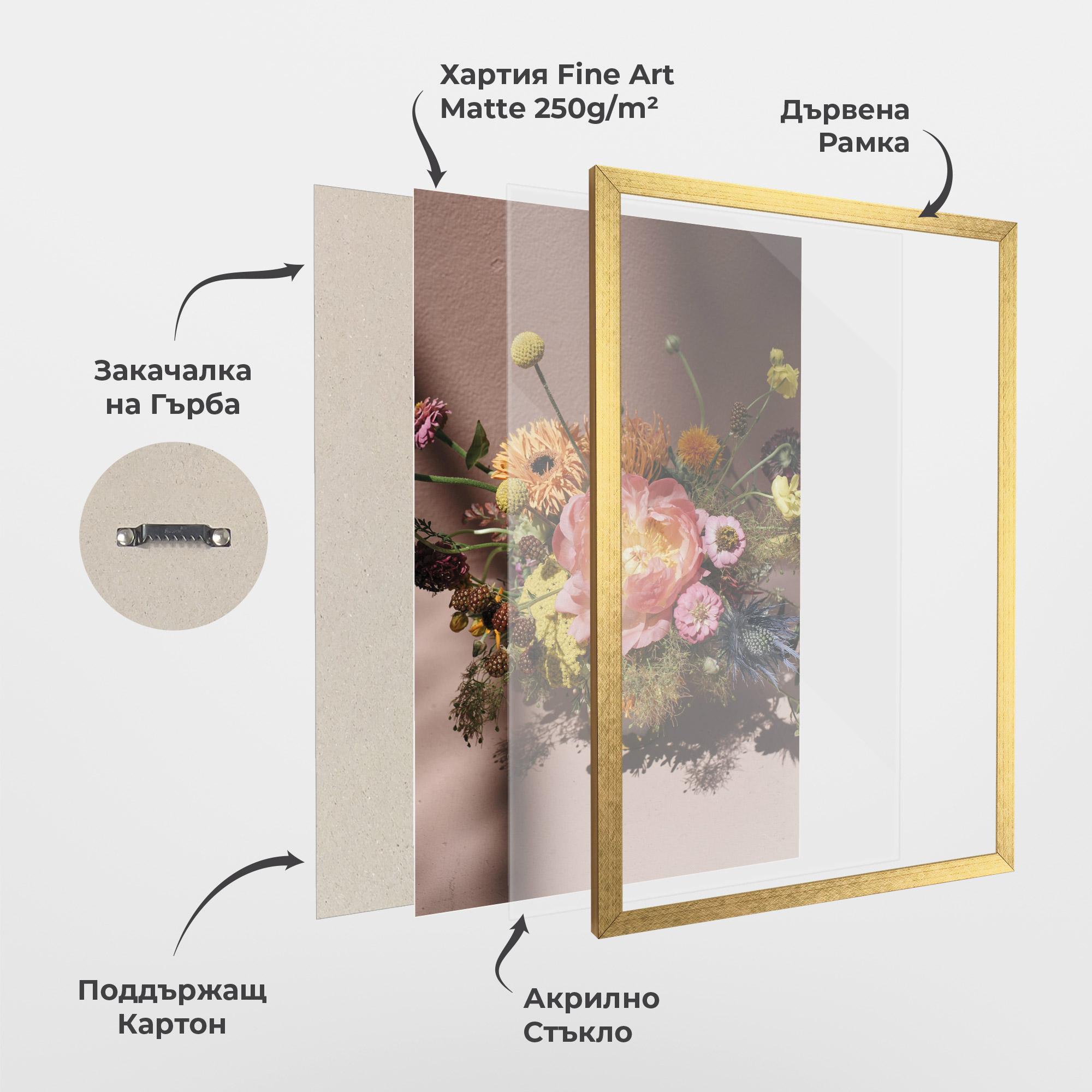 Рамкиран постер Pastel Orange Bouquet mockup 1