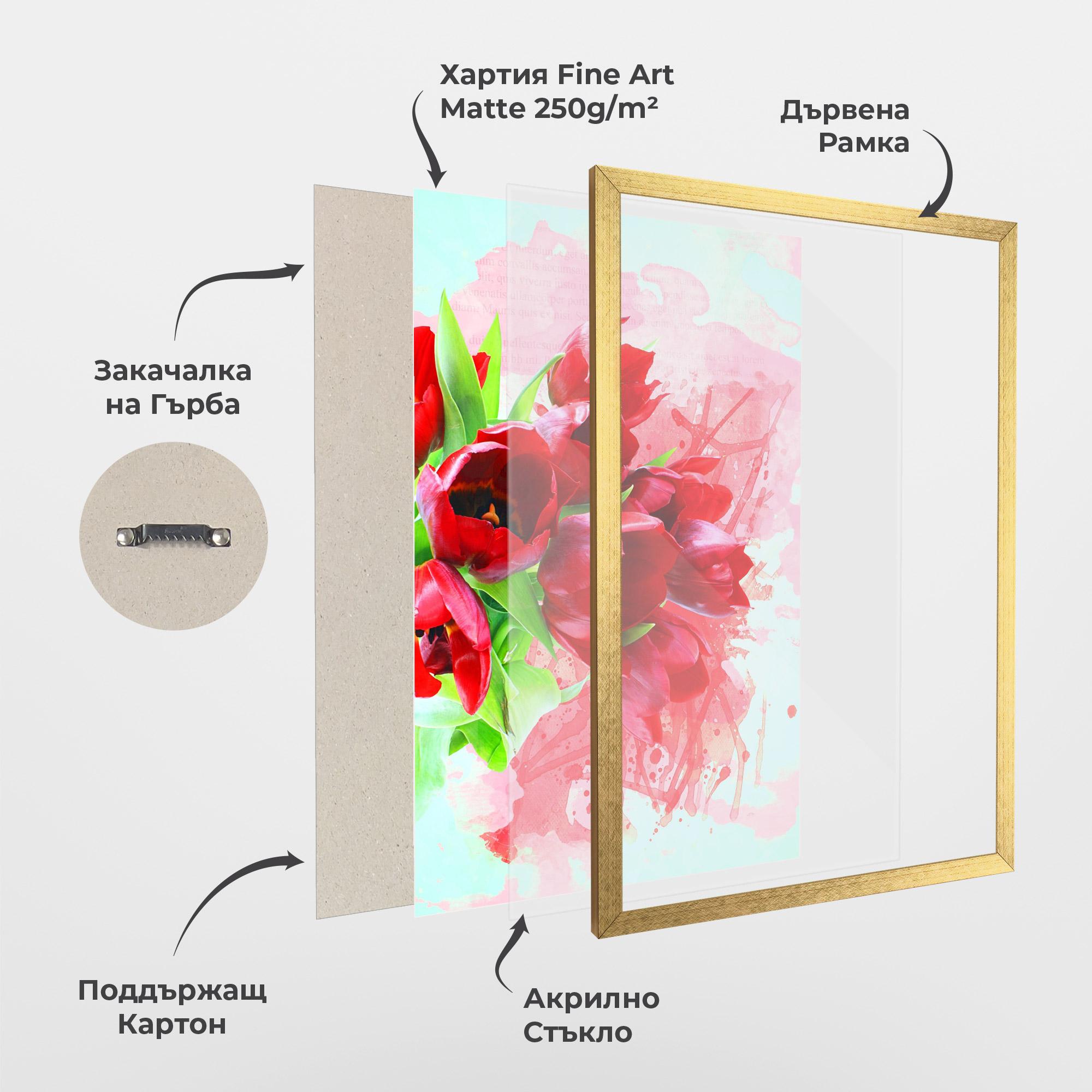 Рамкиран постер Red Tulips Bouquet mockup 1