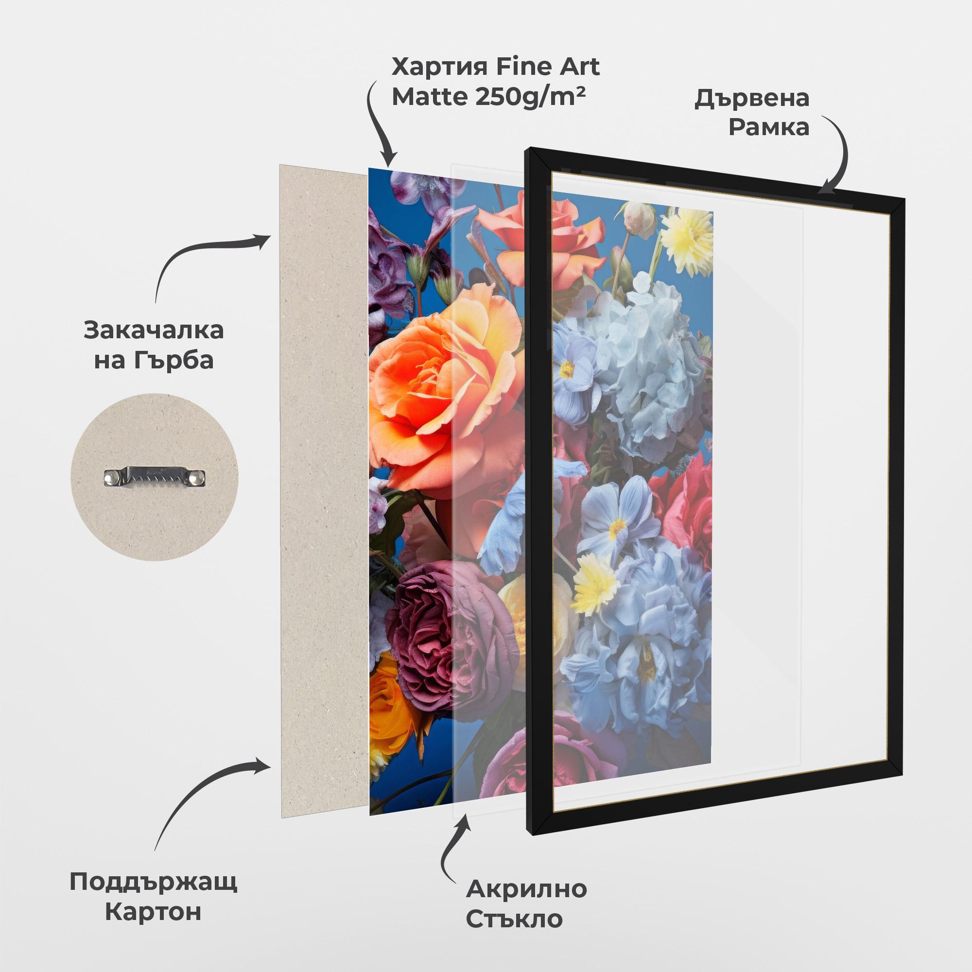 Рамкиран постер Blue Orange Bouquet mockup 1