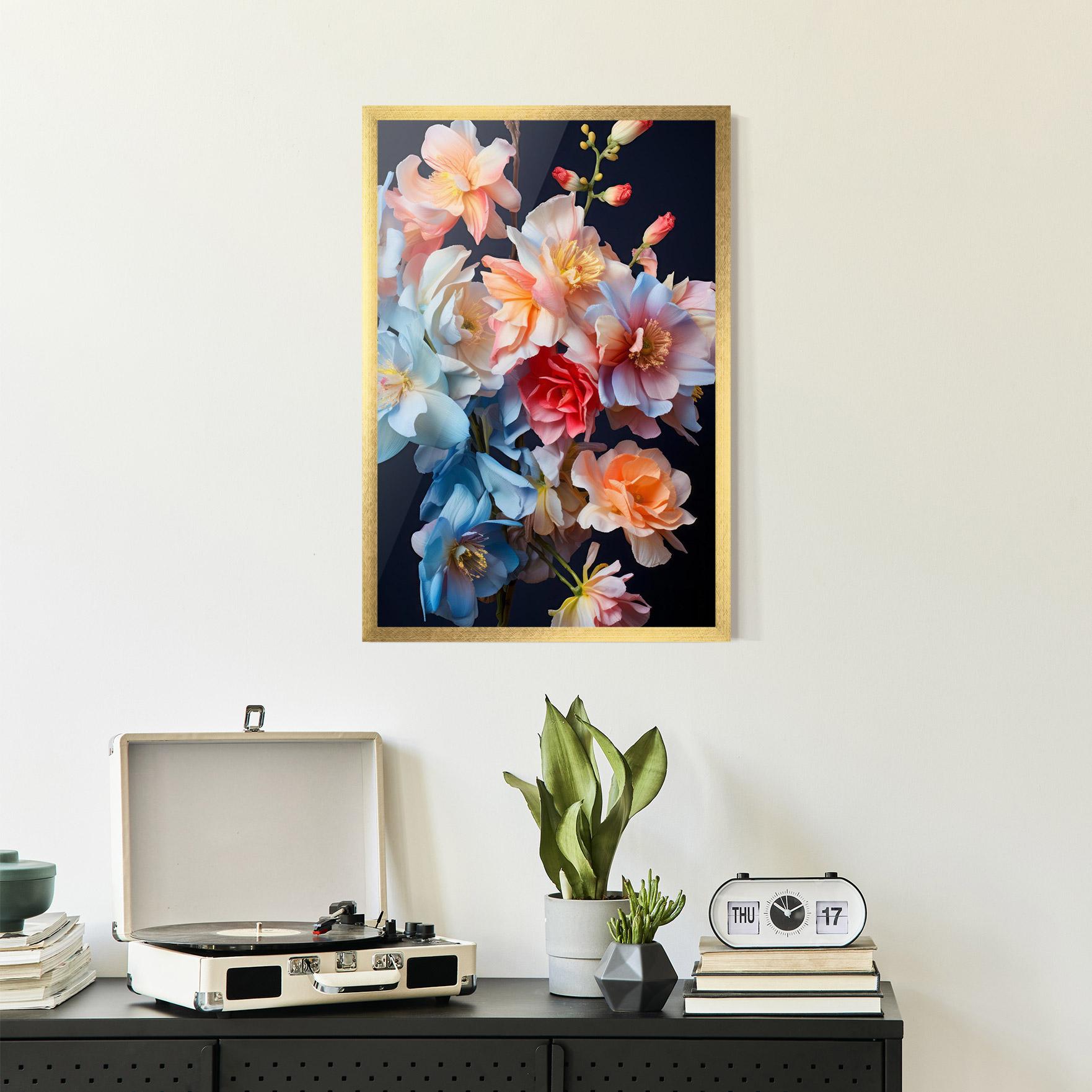 Рамкиран постер Pretty Pastel Bouquet mockup 2