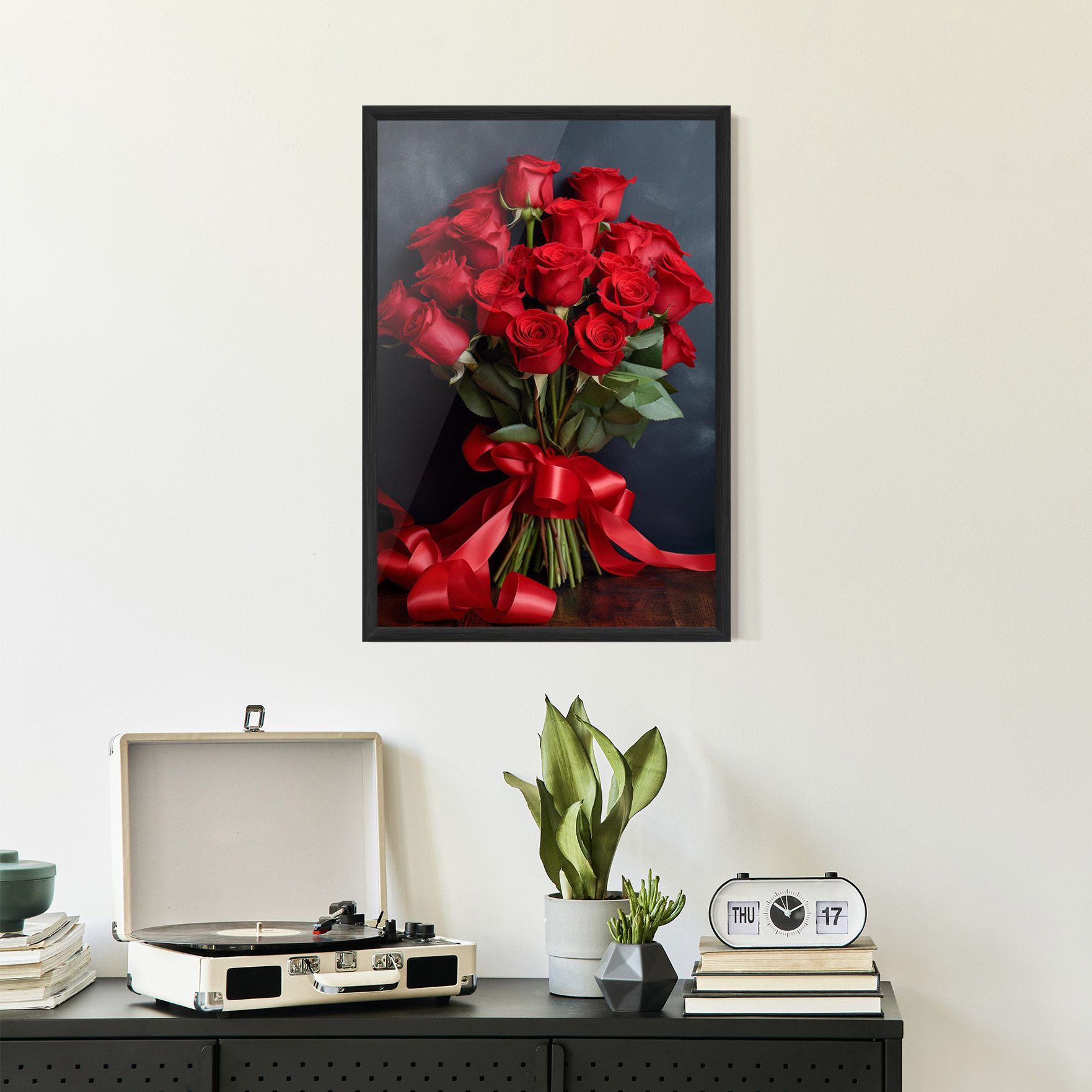 Beautiful Red Roses Bouquet mockup 2