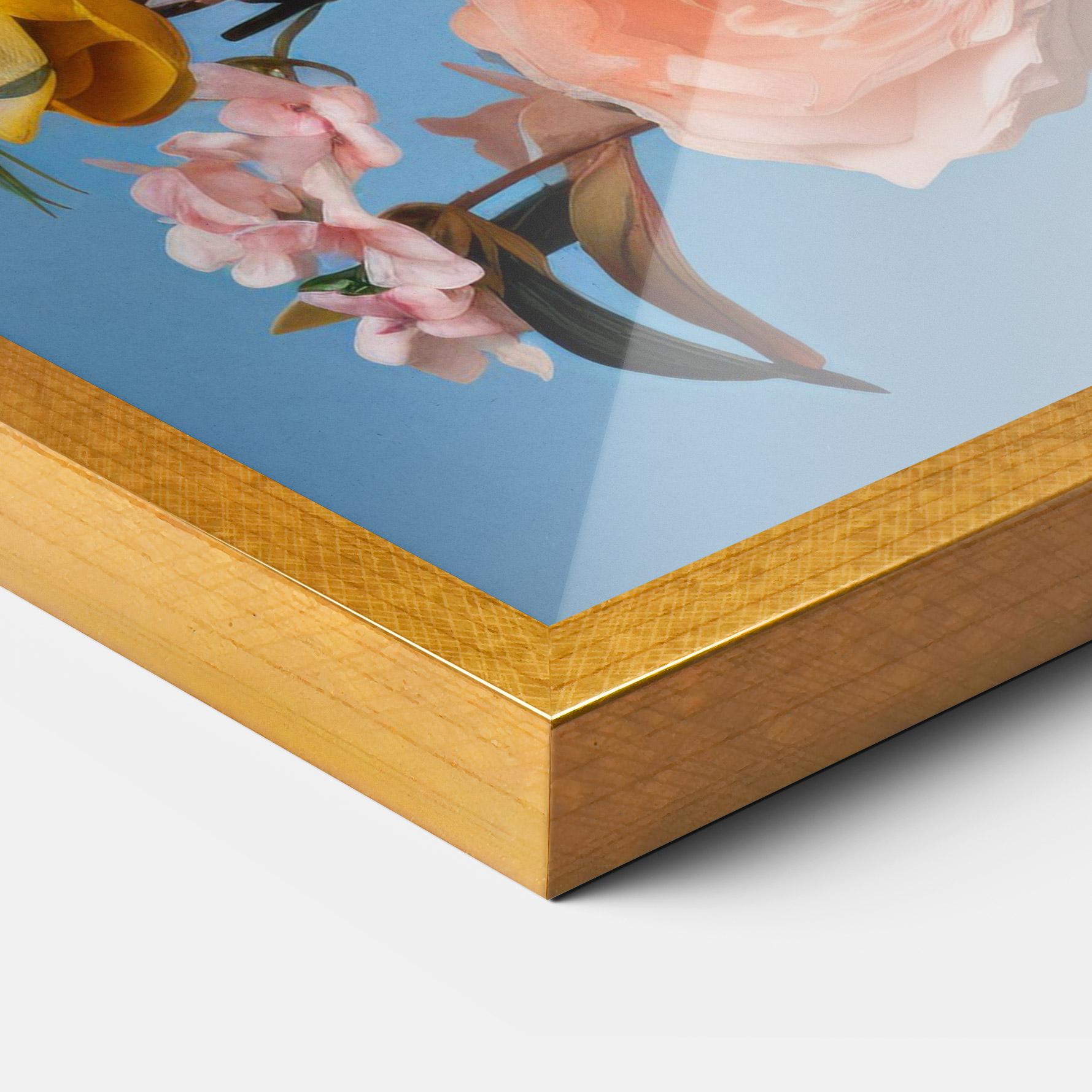 Рамкиран постер Flower Mix On Blue mockup 3