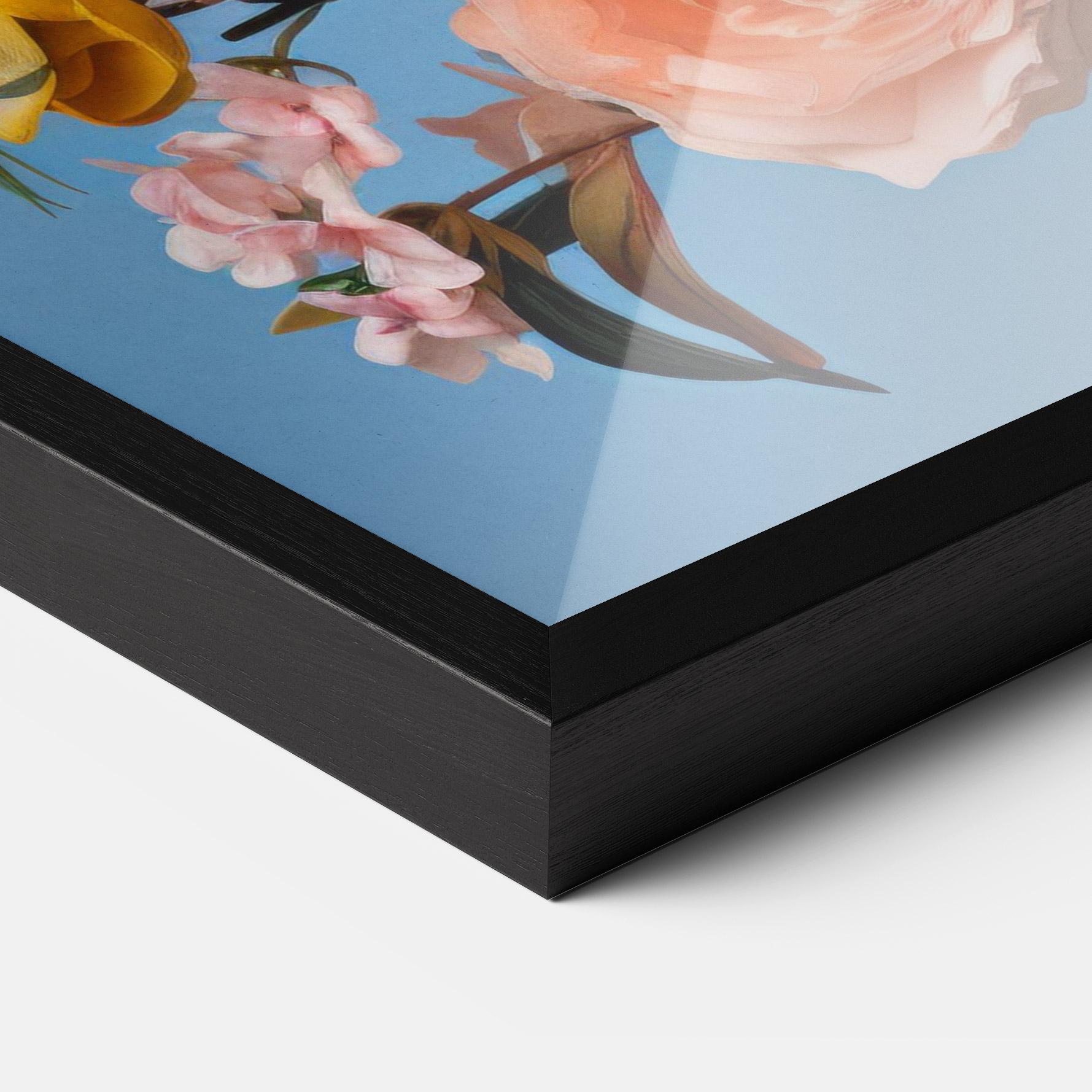 Рамкиран постер Flower Mix On Blue mockup 3