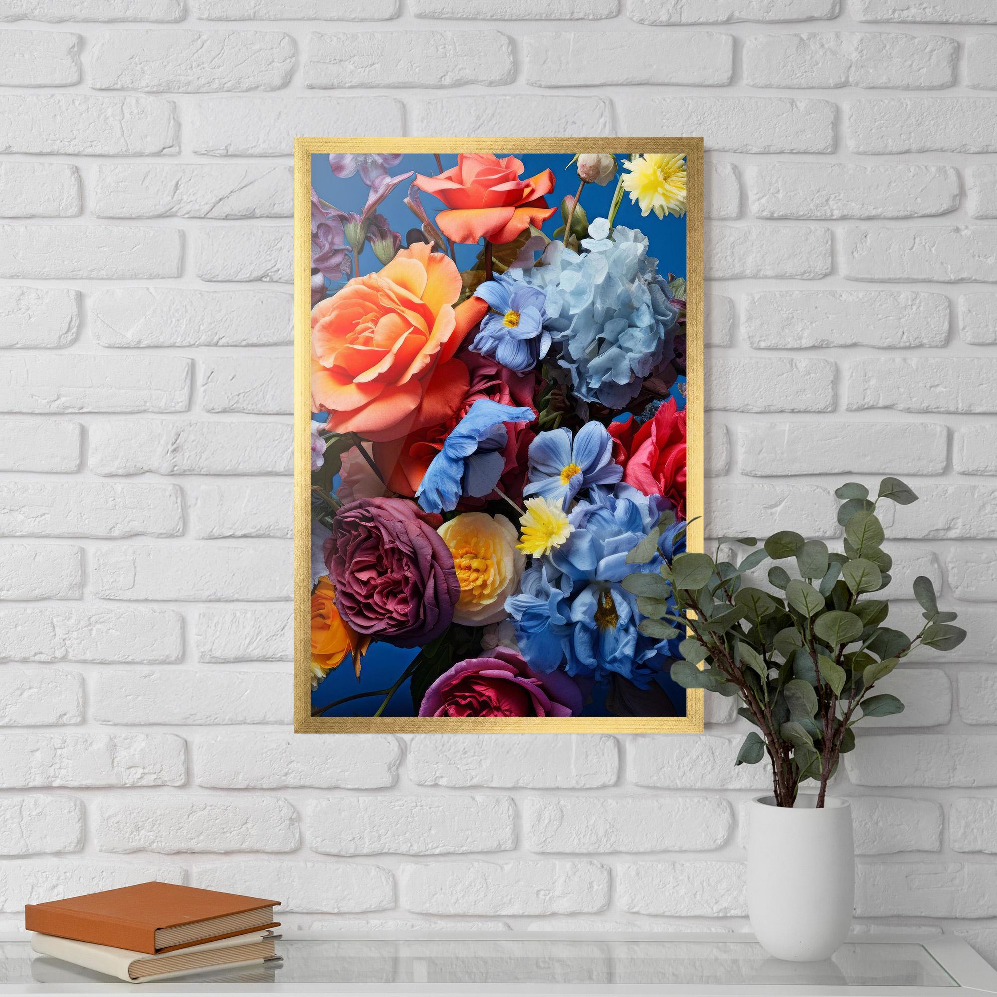 Рамкиран постер Blue Orange Bouquet mockup 5
