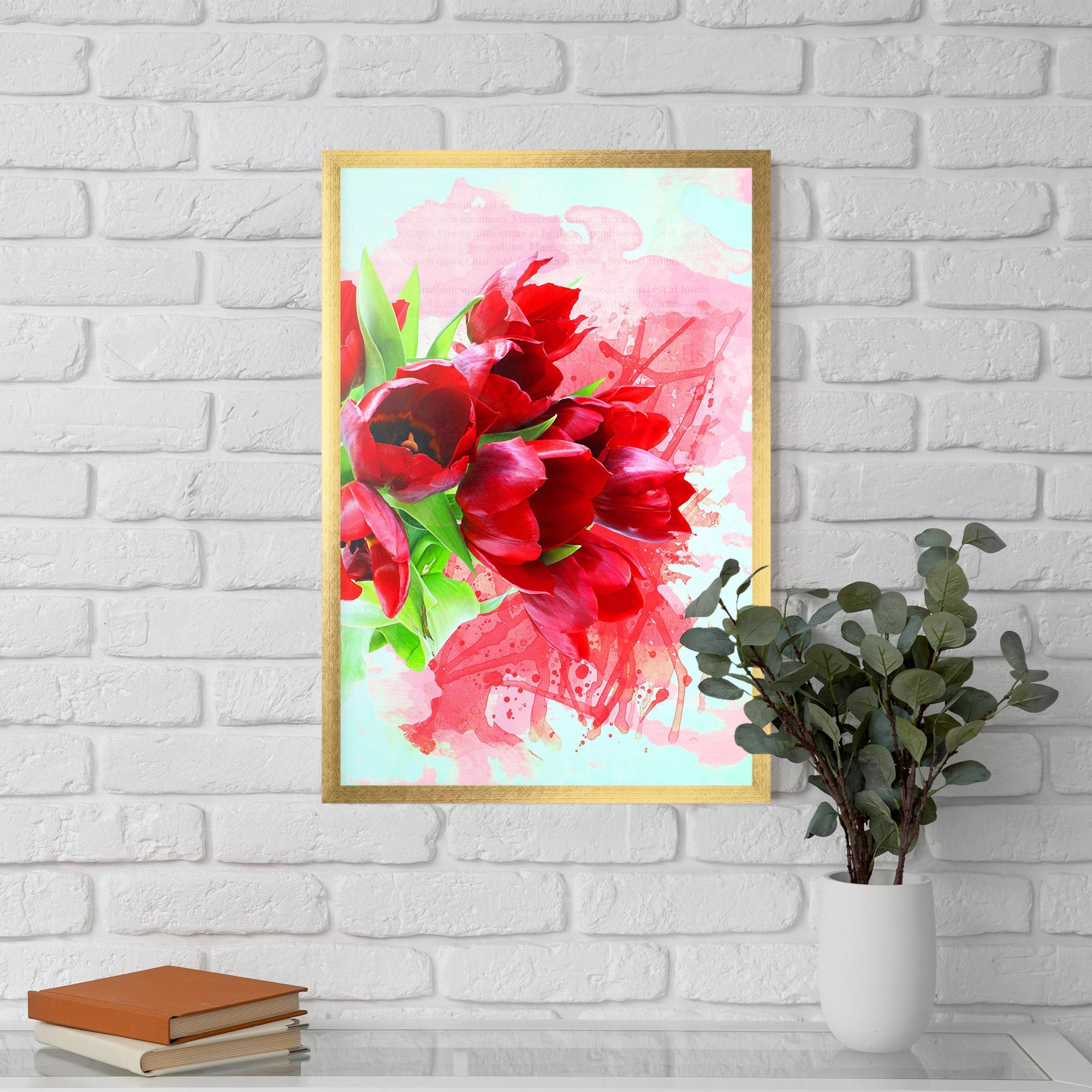 Рамкиран постер Red Tulips Bouquet mockup 5