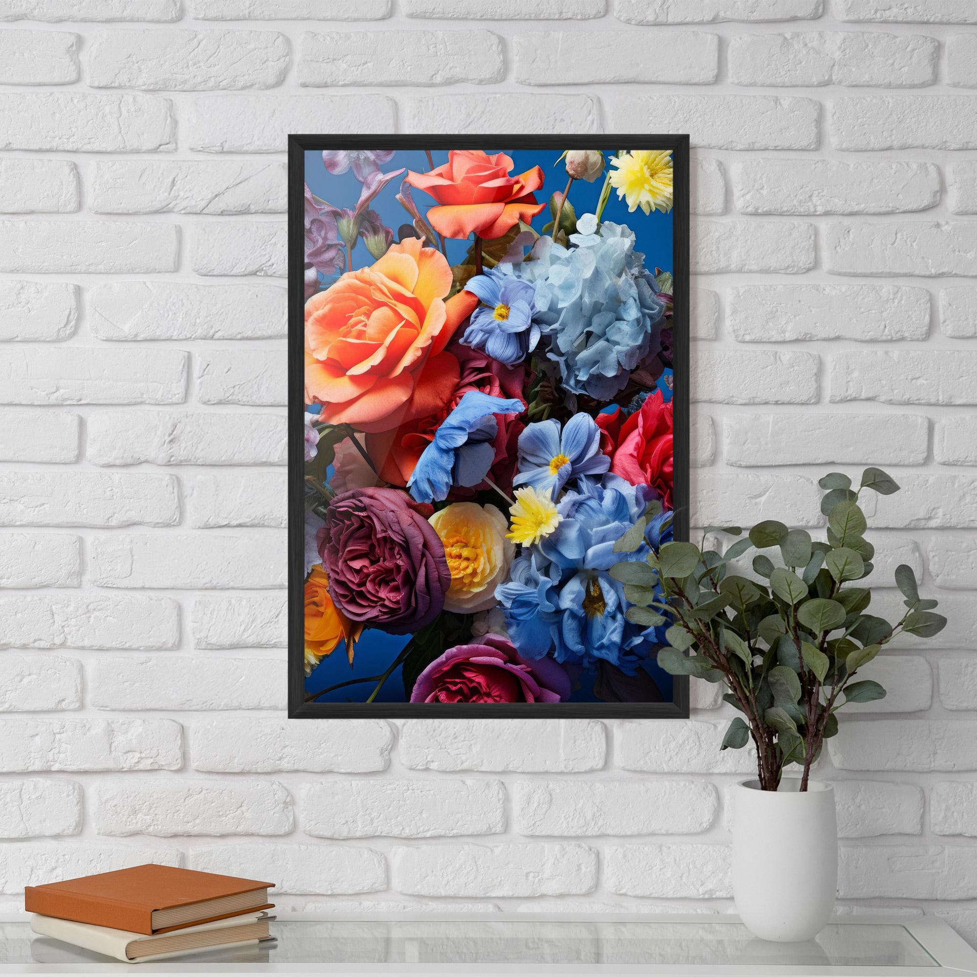 Рамкиран постер Blue Orange Bouquet mockup 5
