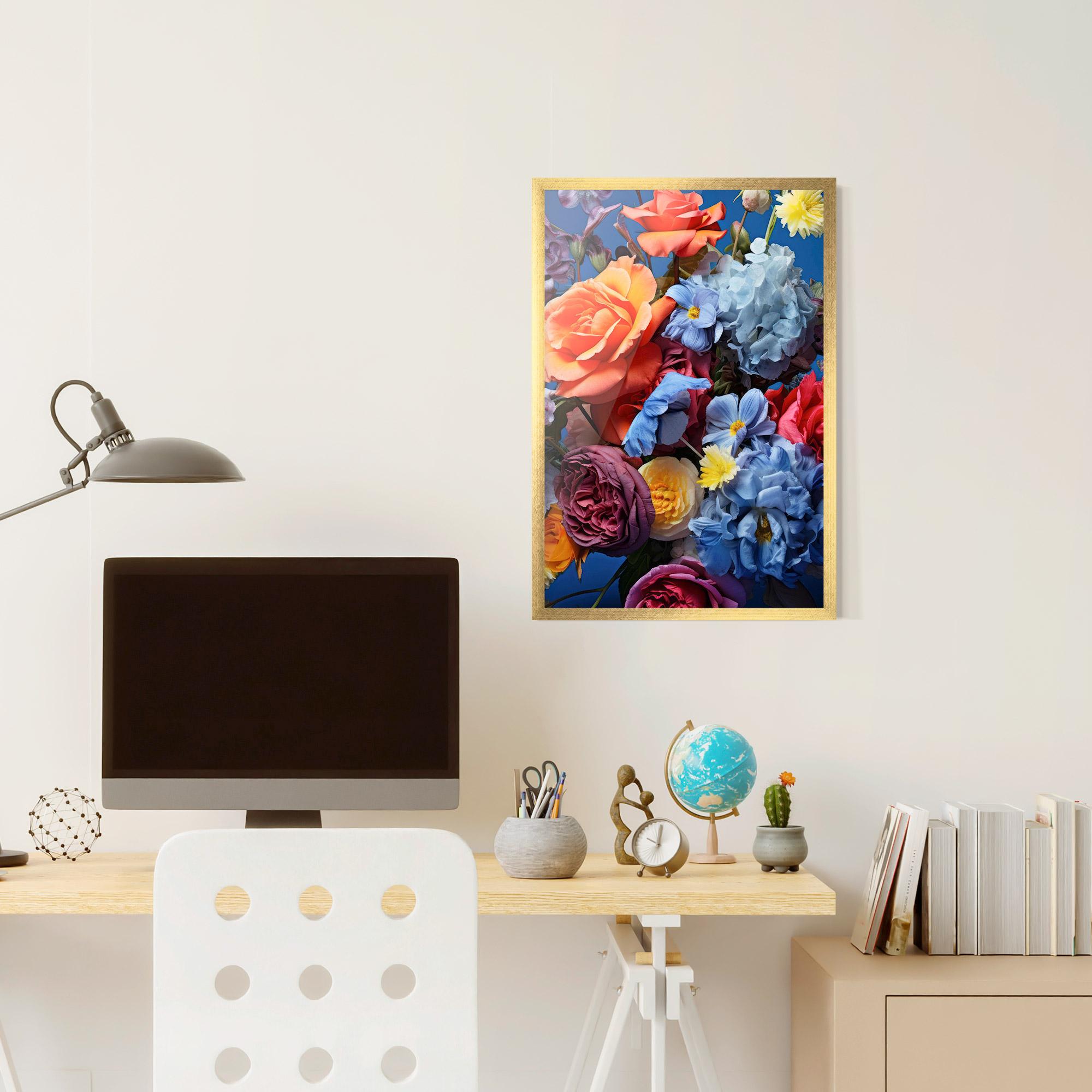 Рамкиран постер Blue Orange Bouquet mockup 6