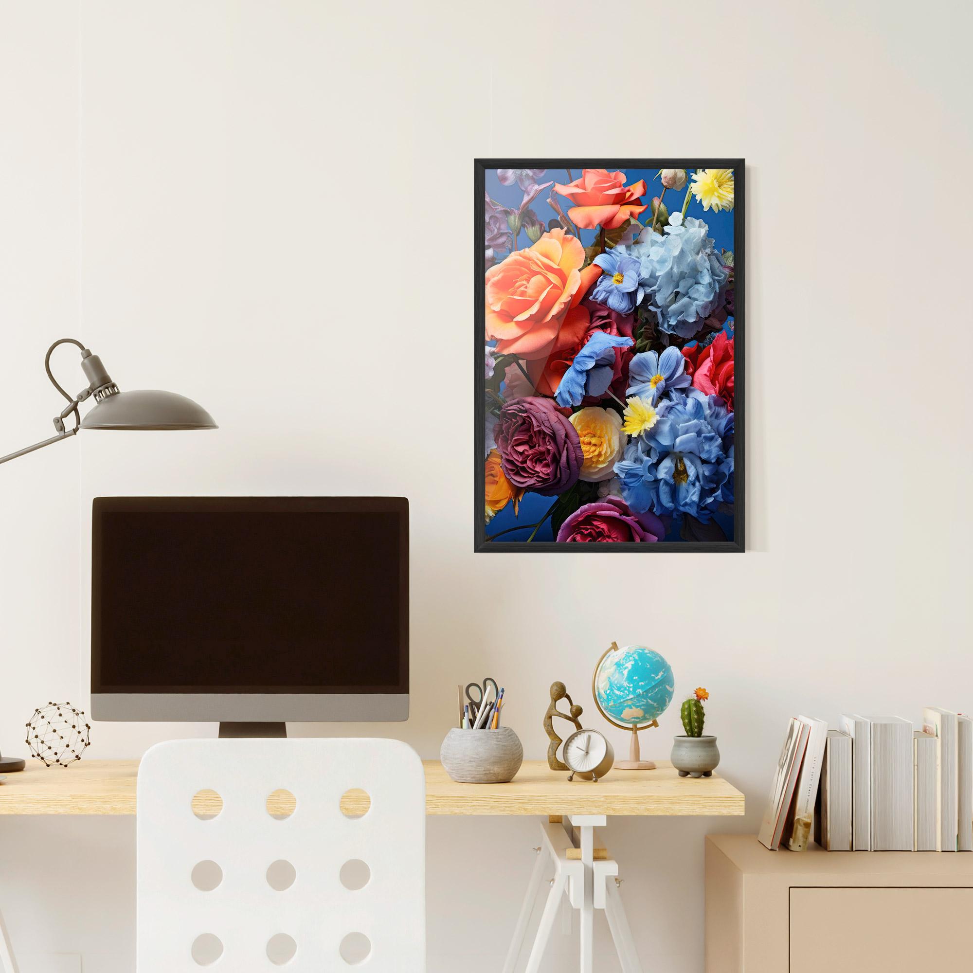 Рамкиран постер Blue Orange Bouquet mockup 6