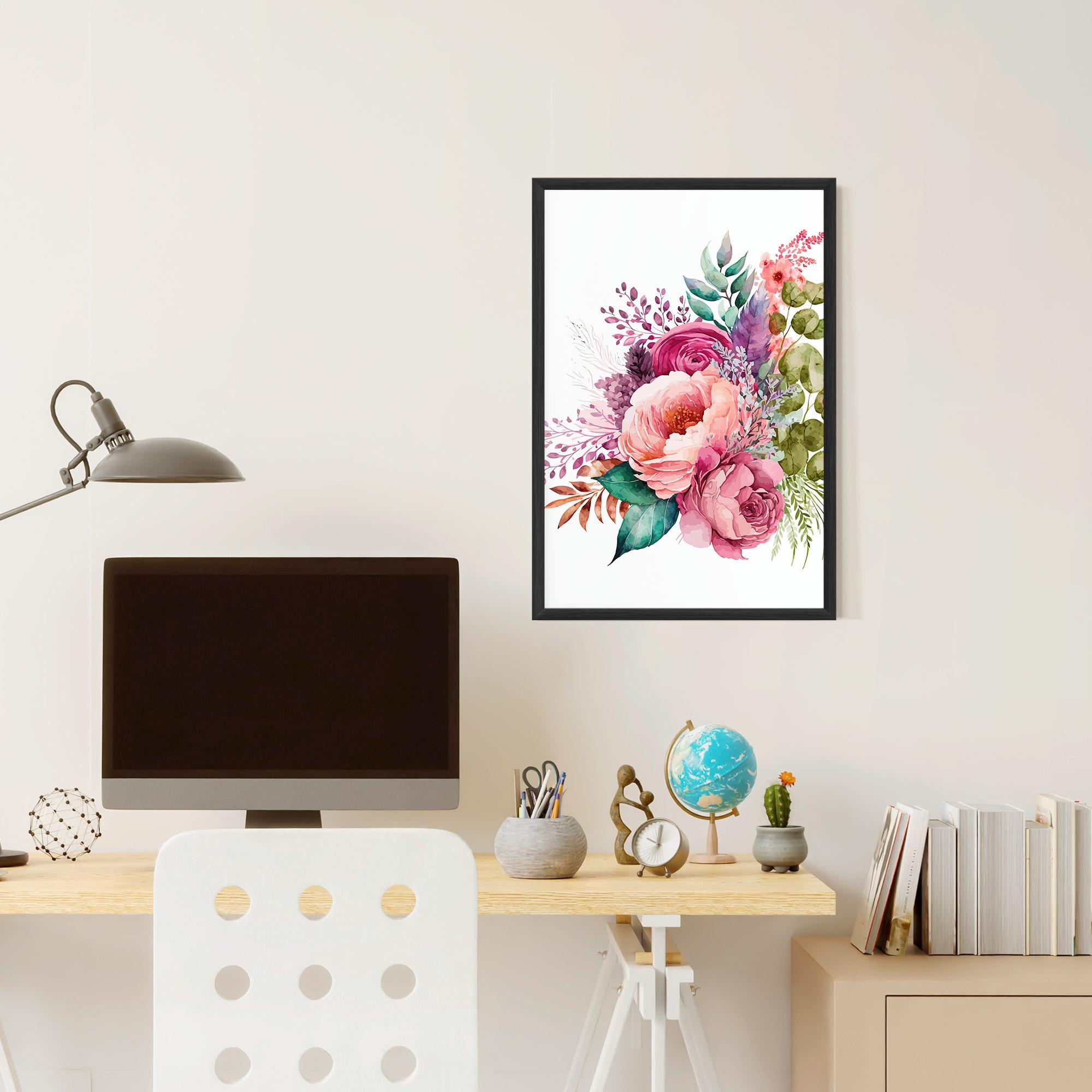 Рамкиран постер Bouquet Of Pink Roses mockup 6