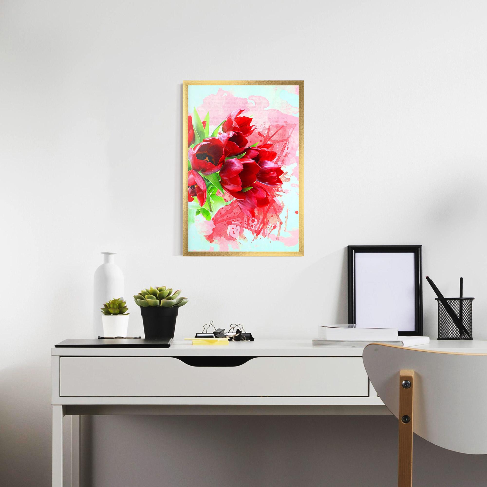 Рамкиран постер Red Tulips Bouquet mockup 7