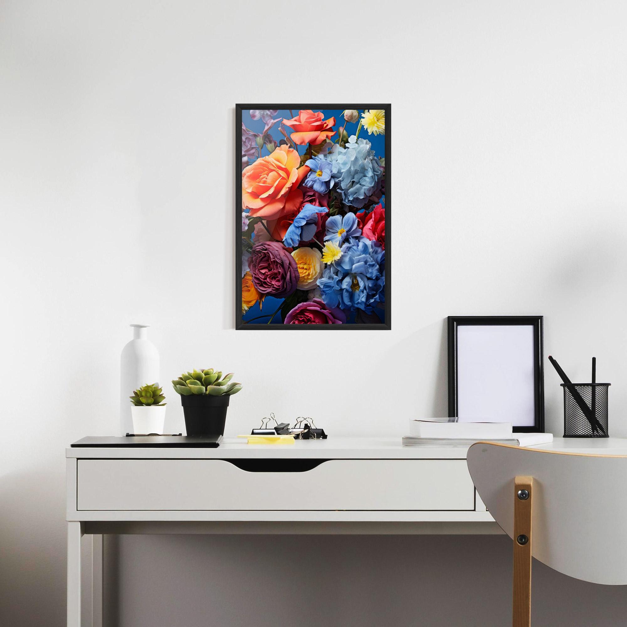 Рамкиран постер Blue Orange Bouquet mockup 7