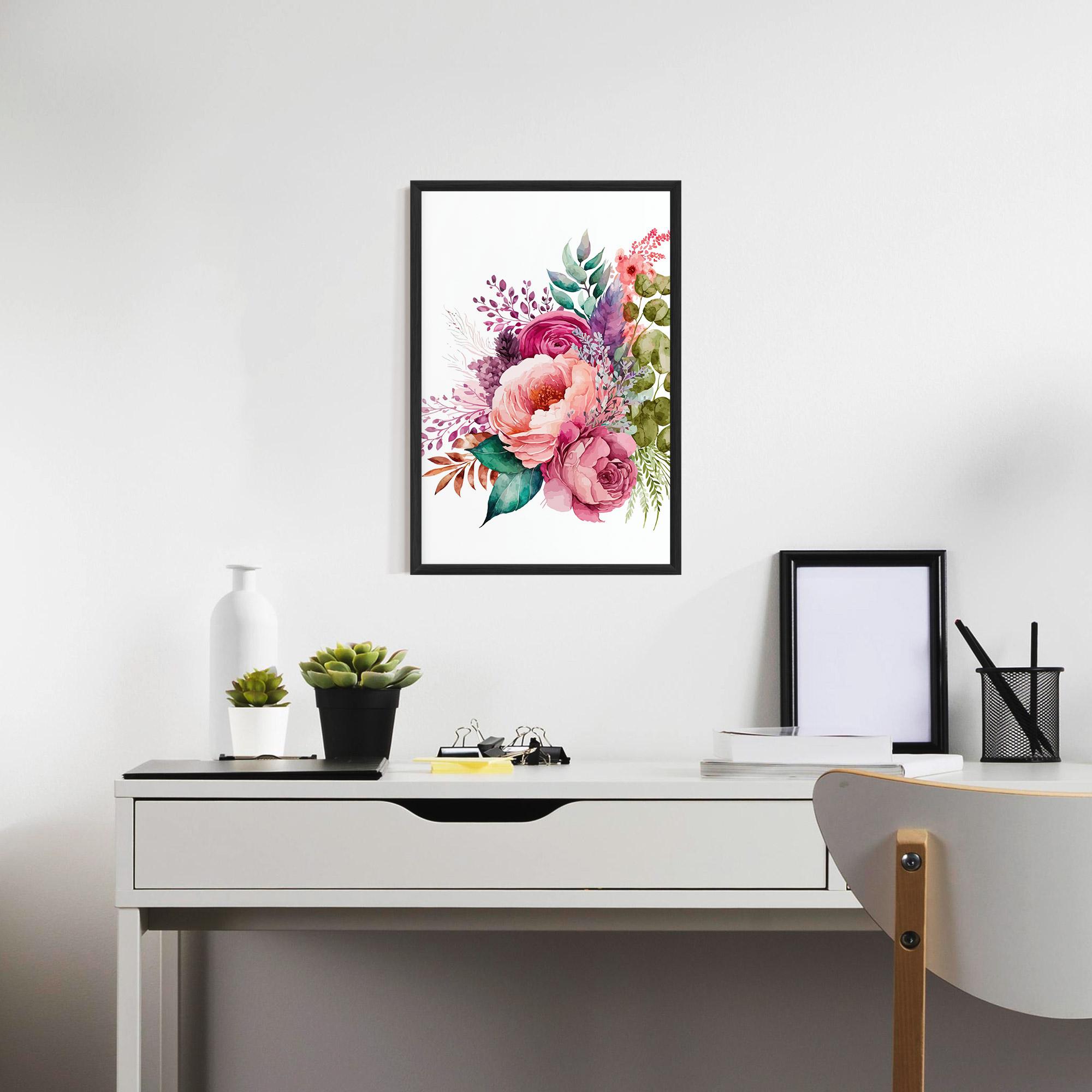 Рамкиран постер Bouquet Of Pink Roses mockup 7