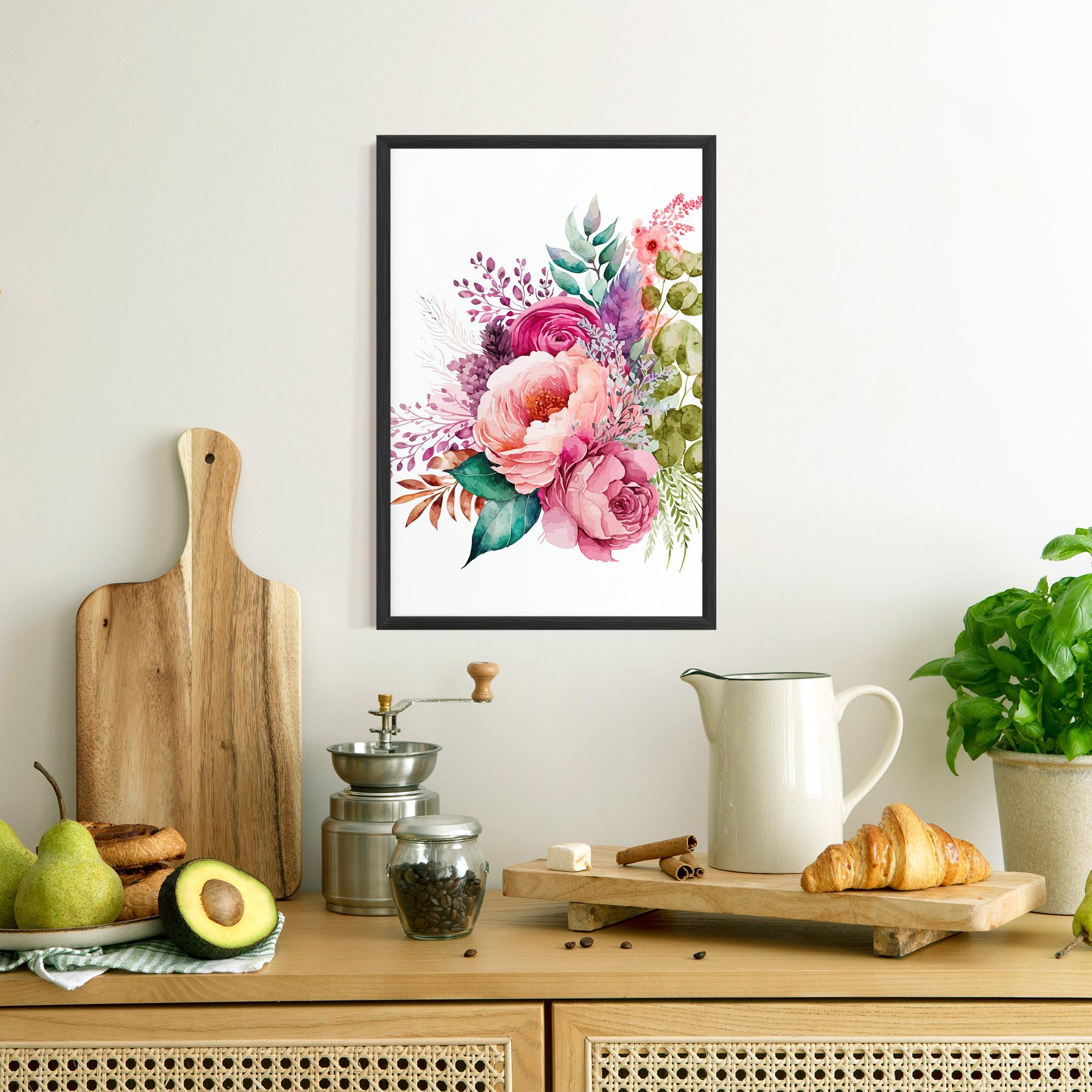 Рамкиран постер Bouquet Of Pink Roses mockup 8