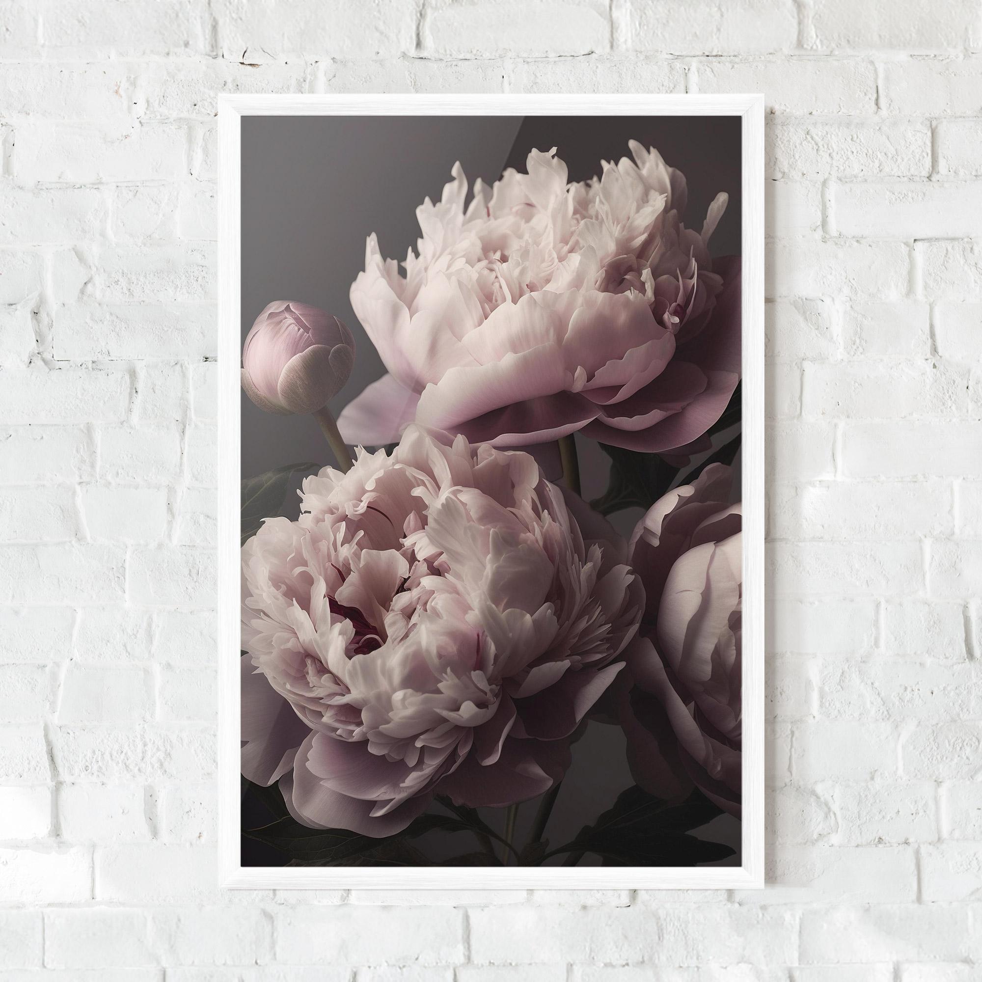 Рамкиран постер Grey Pastel Pink Peony mockup 0