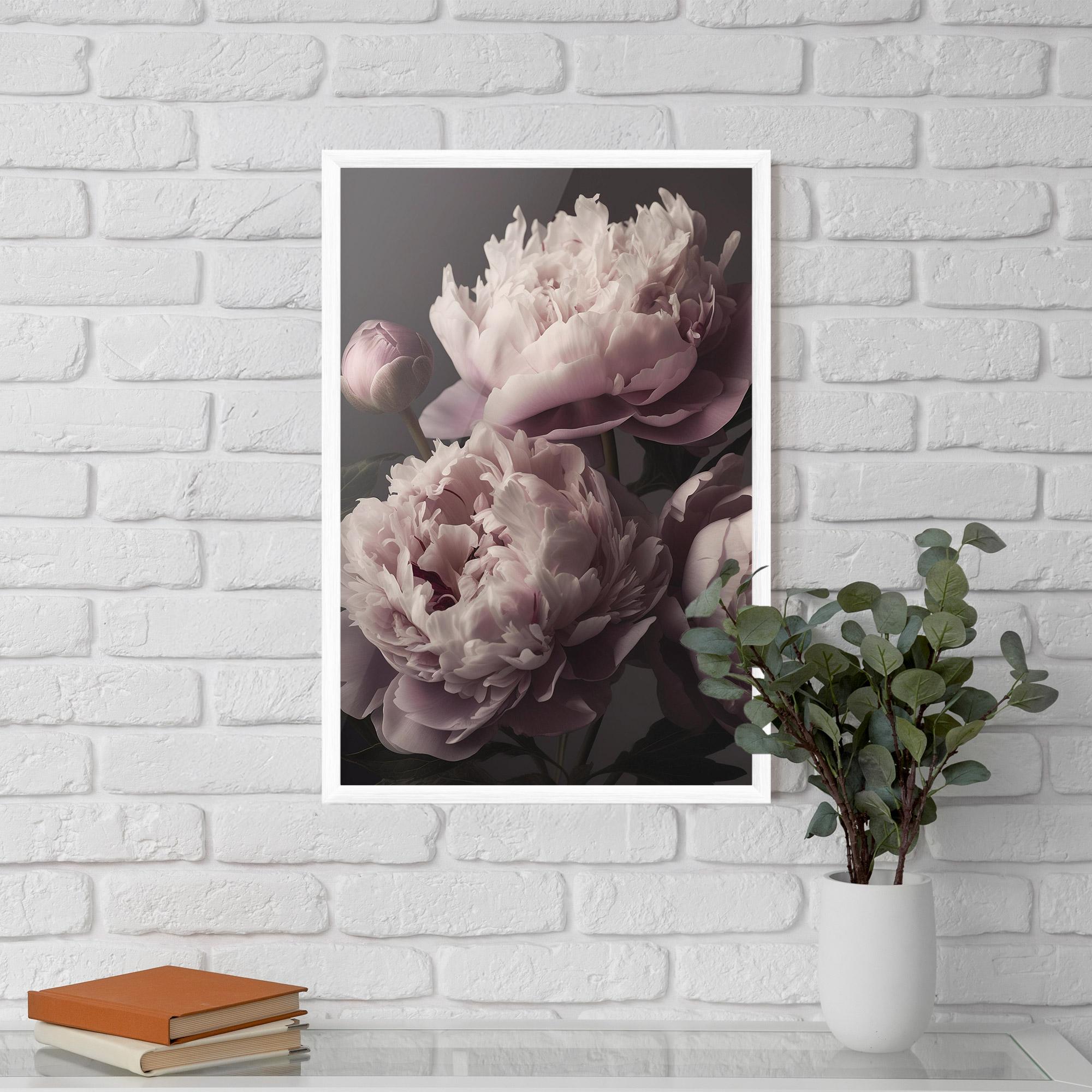 Рамкиран постер Grey Pastel Pink Peony mockup 5