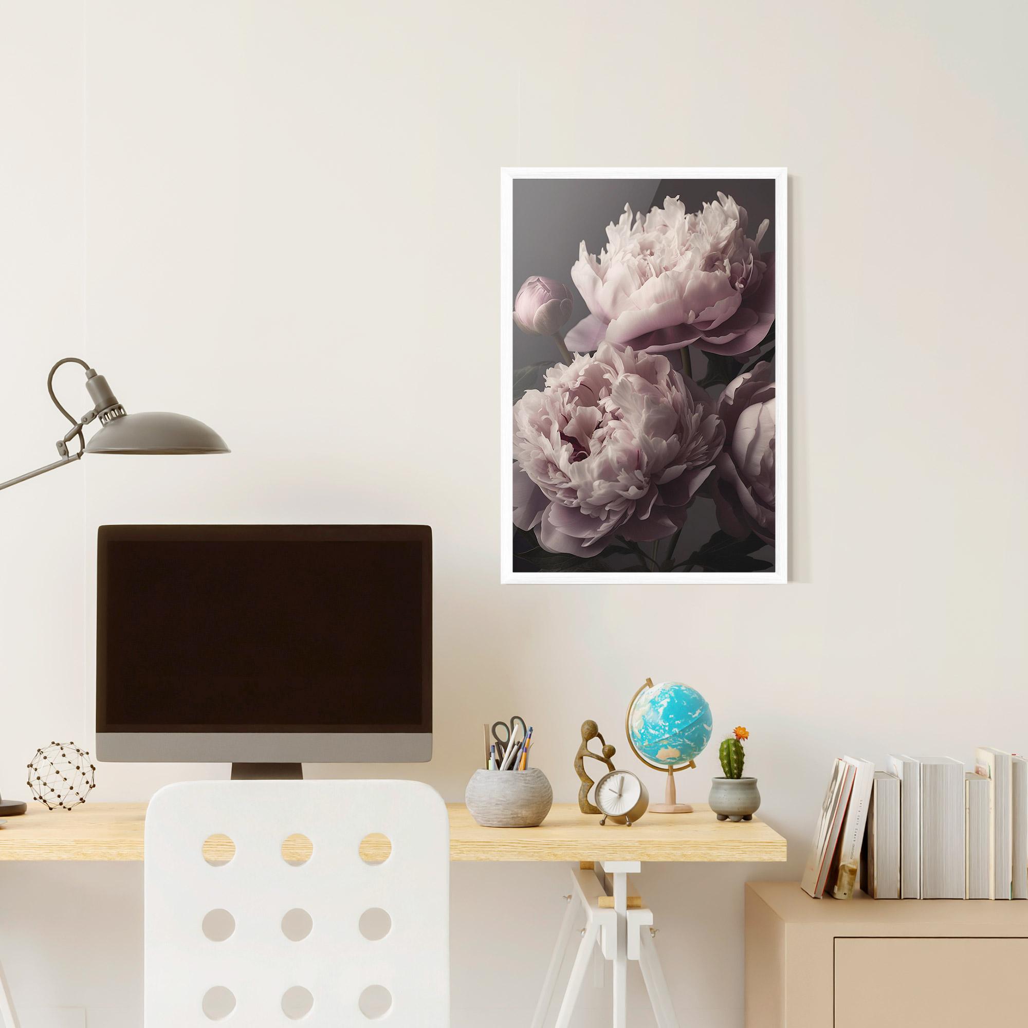 Рамкиран постер Grey Pastel Pink Peony mockup 6