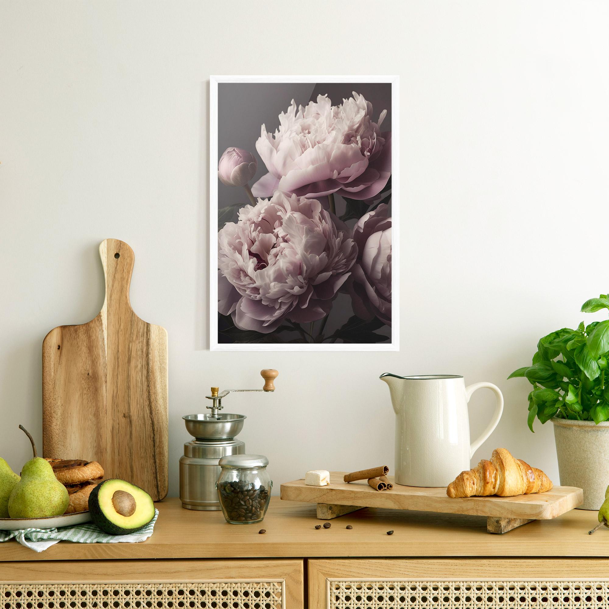 Рамкиран постер Grey Pastel Pink Peony mockup 8