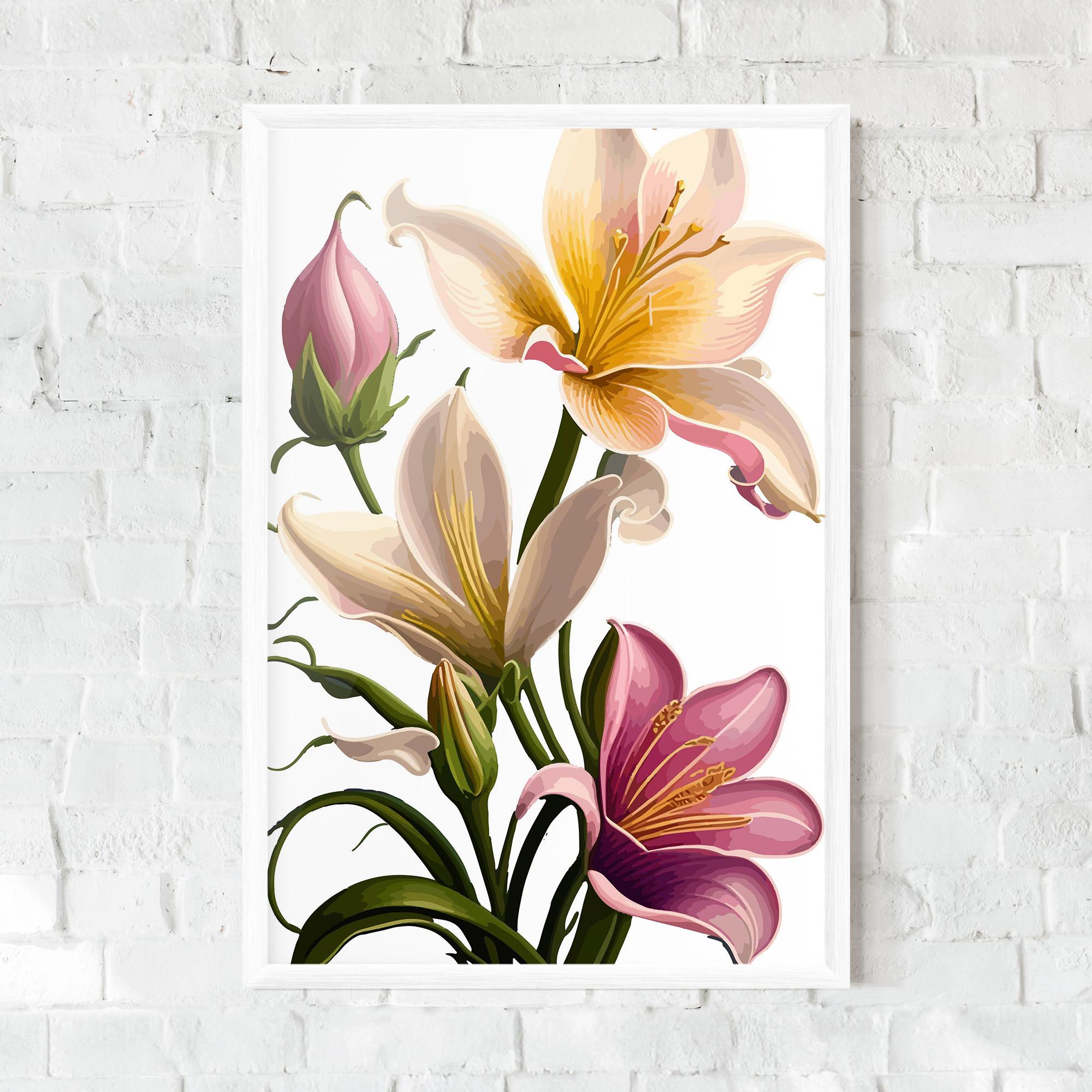 Рамкиран постер Purple White Lily mockup 0