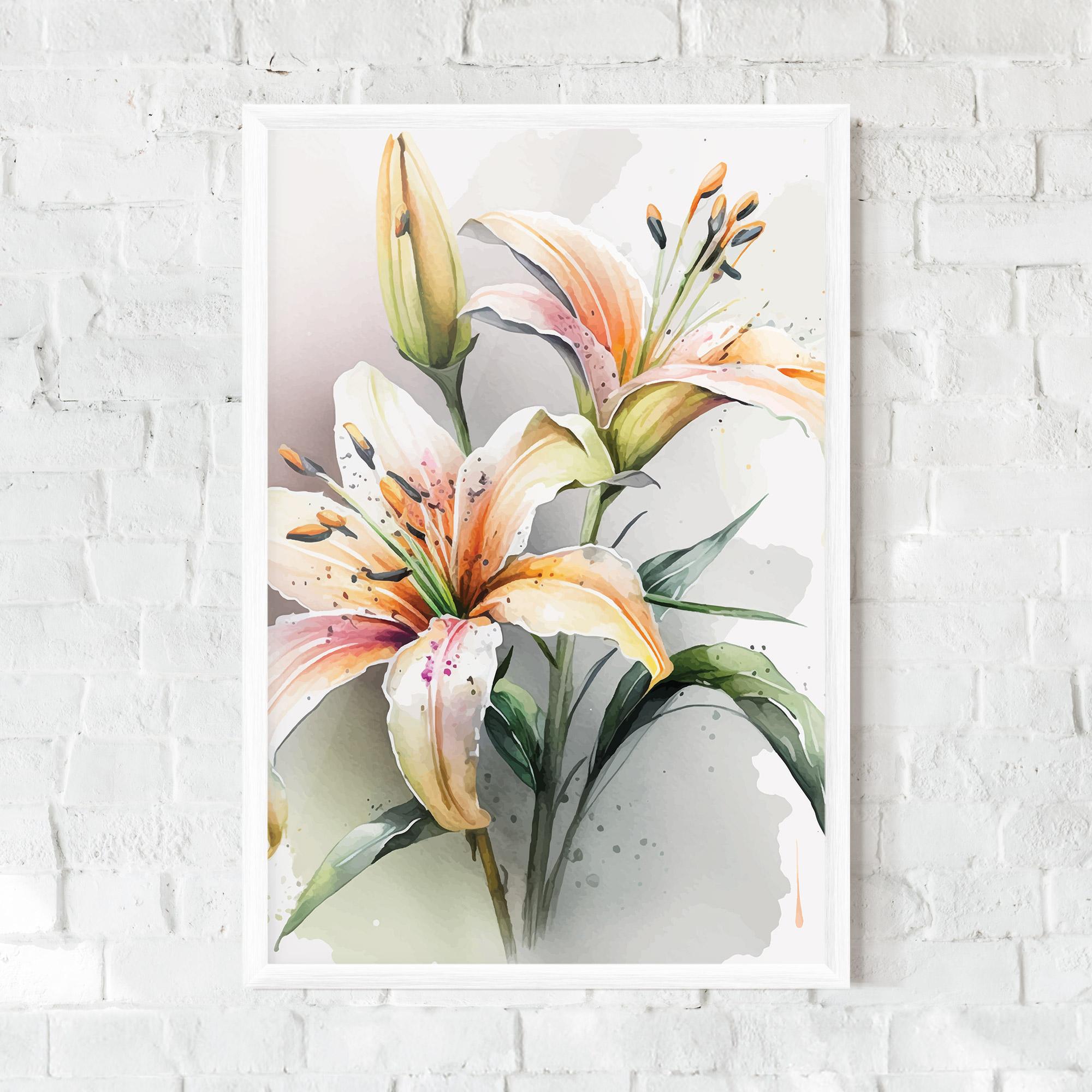 Рамкиран постер White Orange Lily mockup 0
