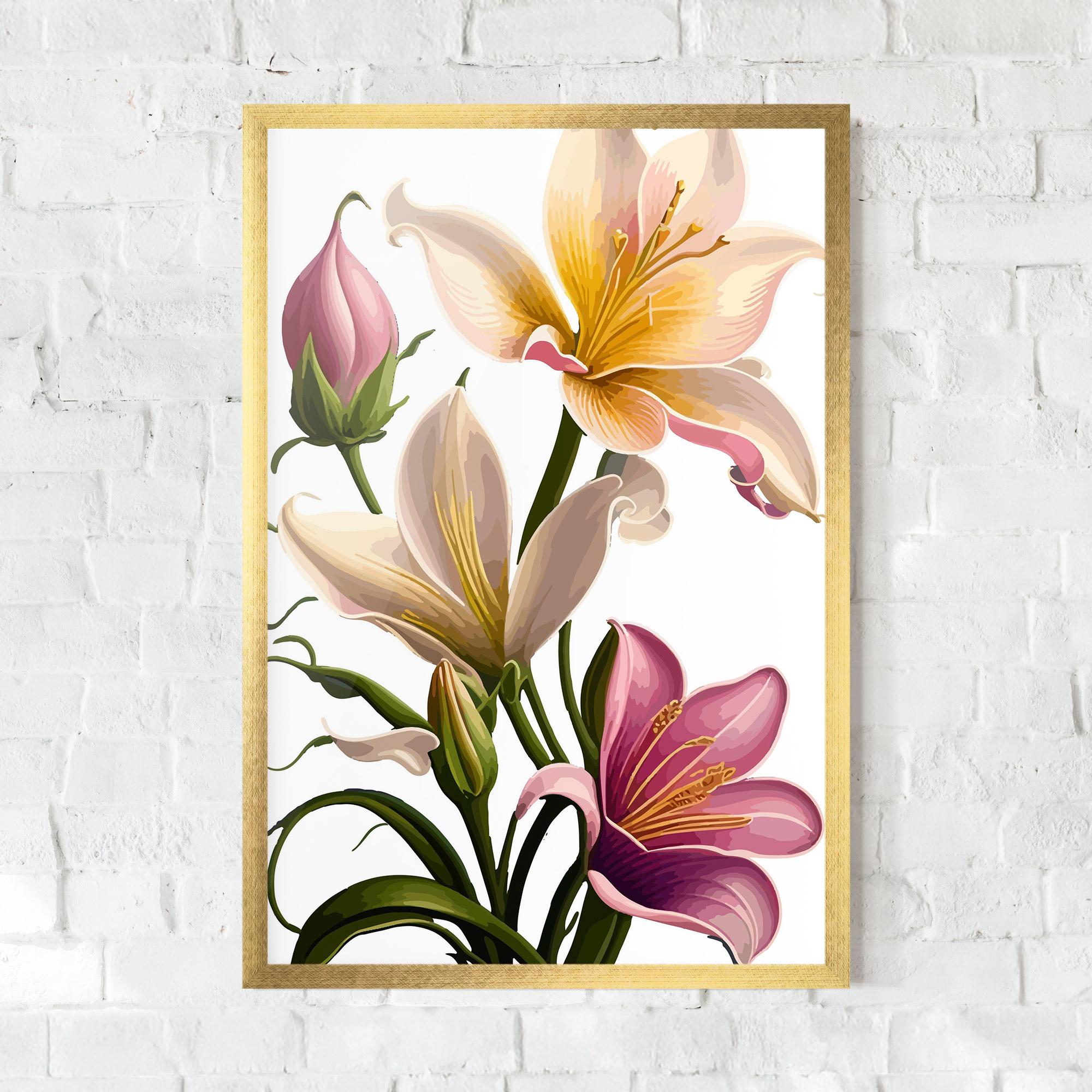 Рамкиран постер Purple White Lily mockup 0