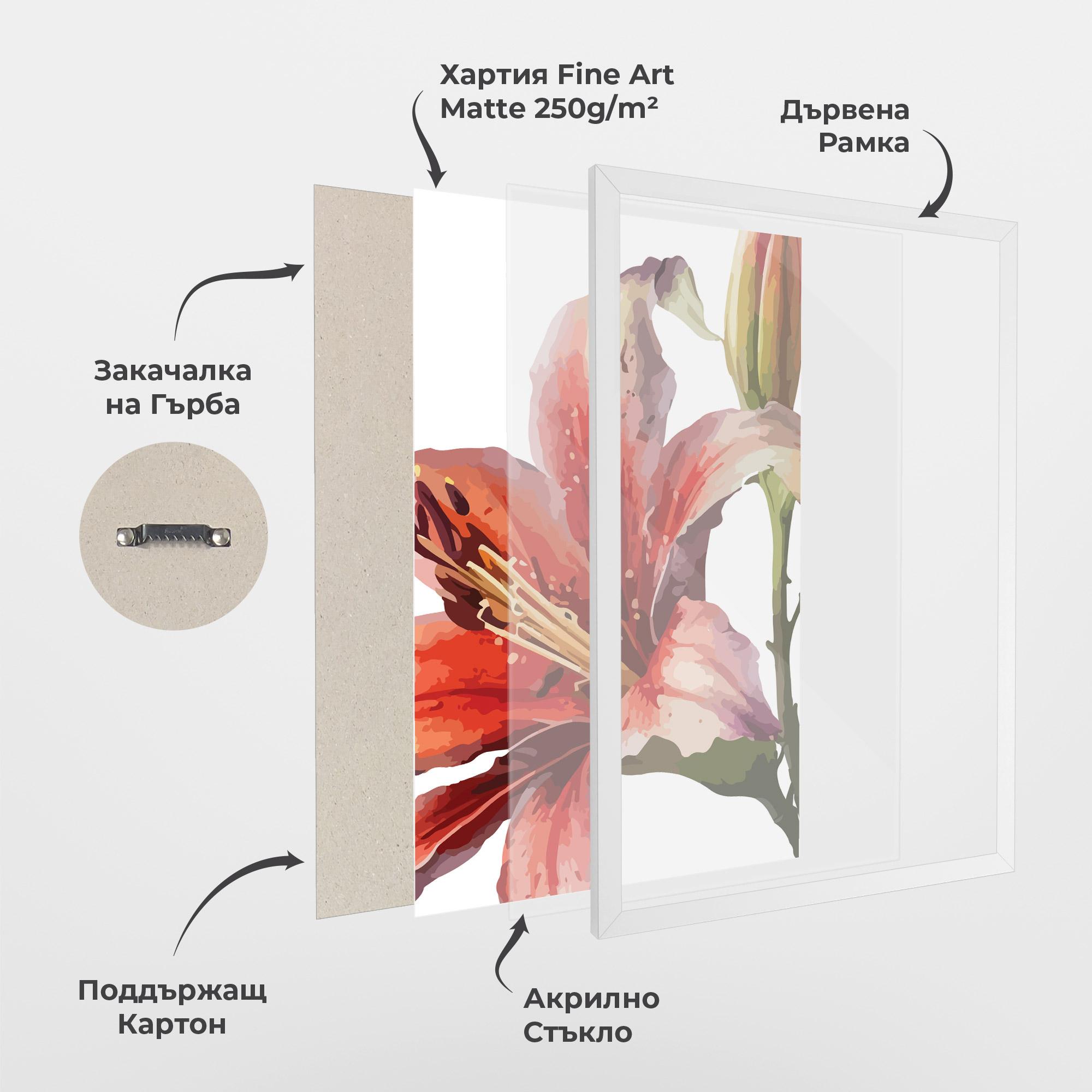 Рамкиран постер Pretty Red Purple Lily mockup 1