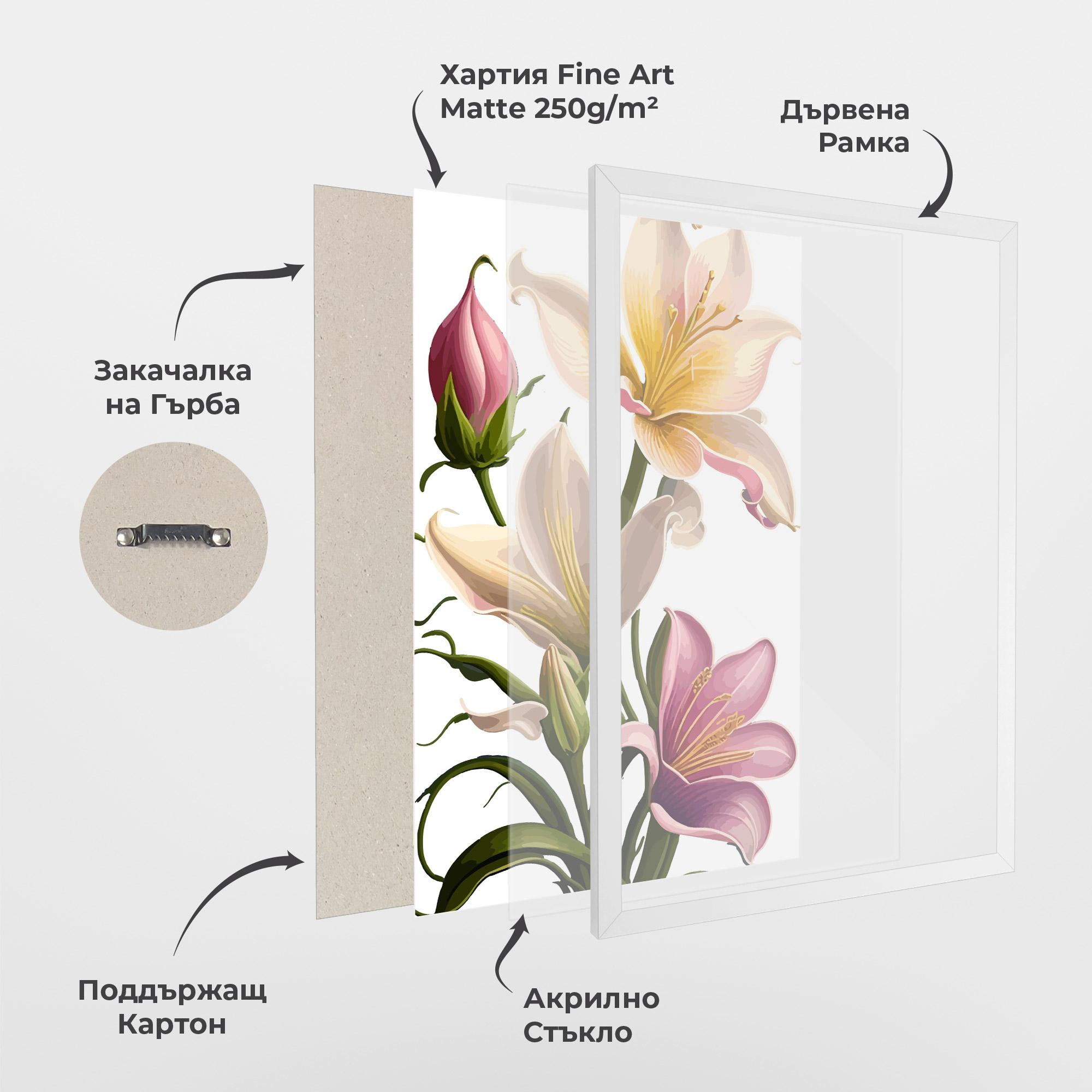 Рамкиран постер Purple White Lily mockup 1