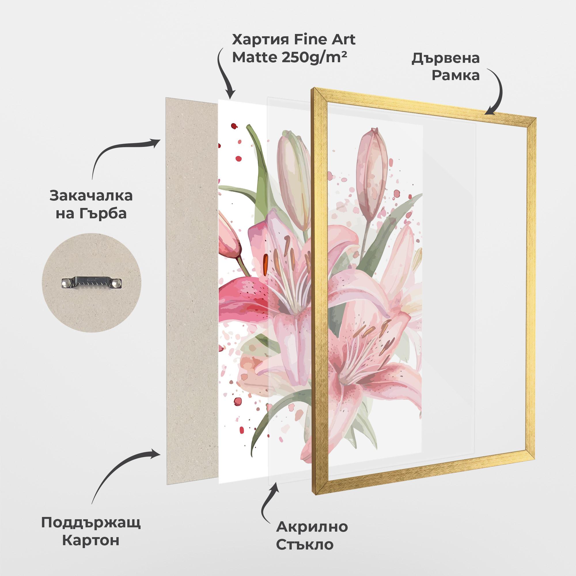 Рамкиран постер Beautiful Pink Lily mockup 1