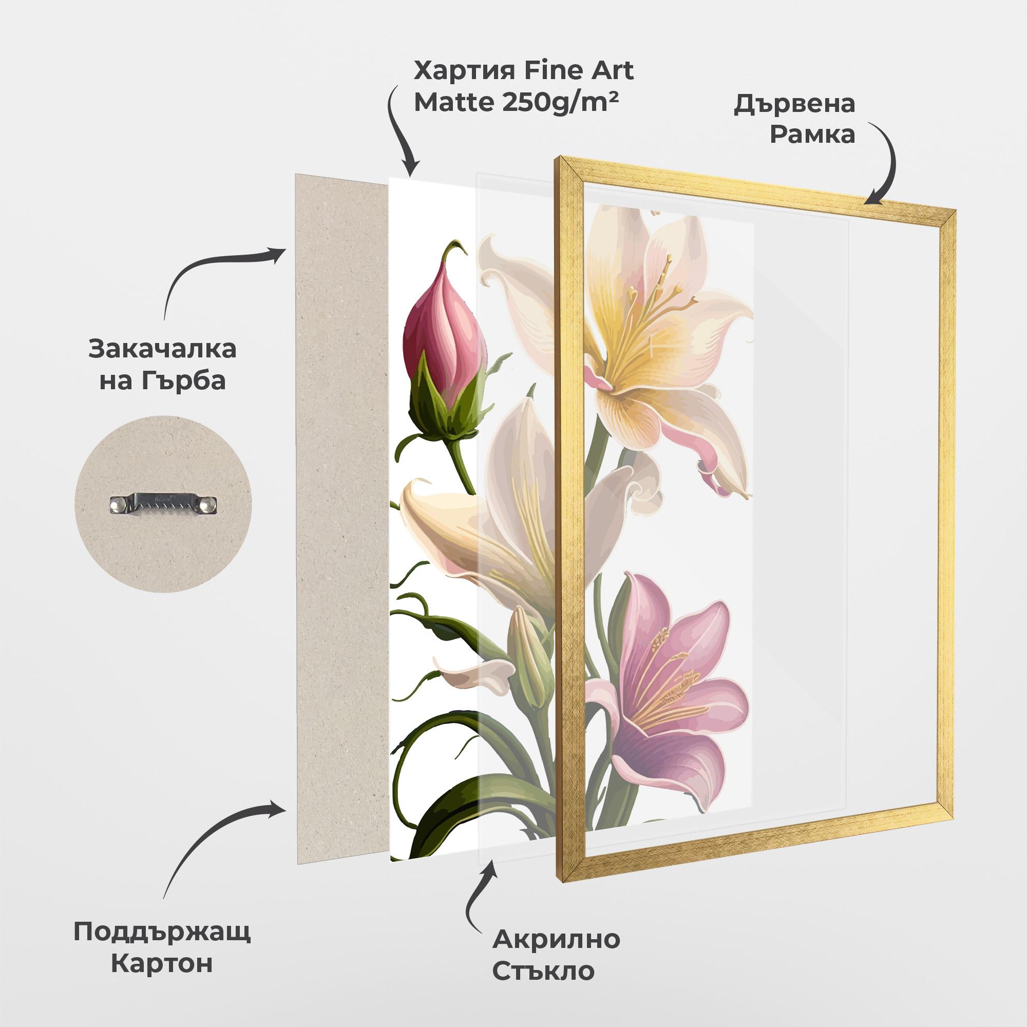 Рамкиран постер Purple White Lily mockup 1