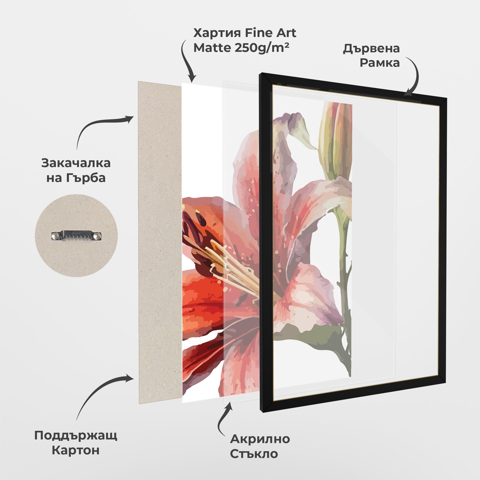 Рамкиран постер Pretty Red Purple Lily mockup 1