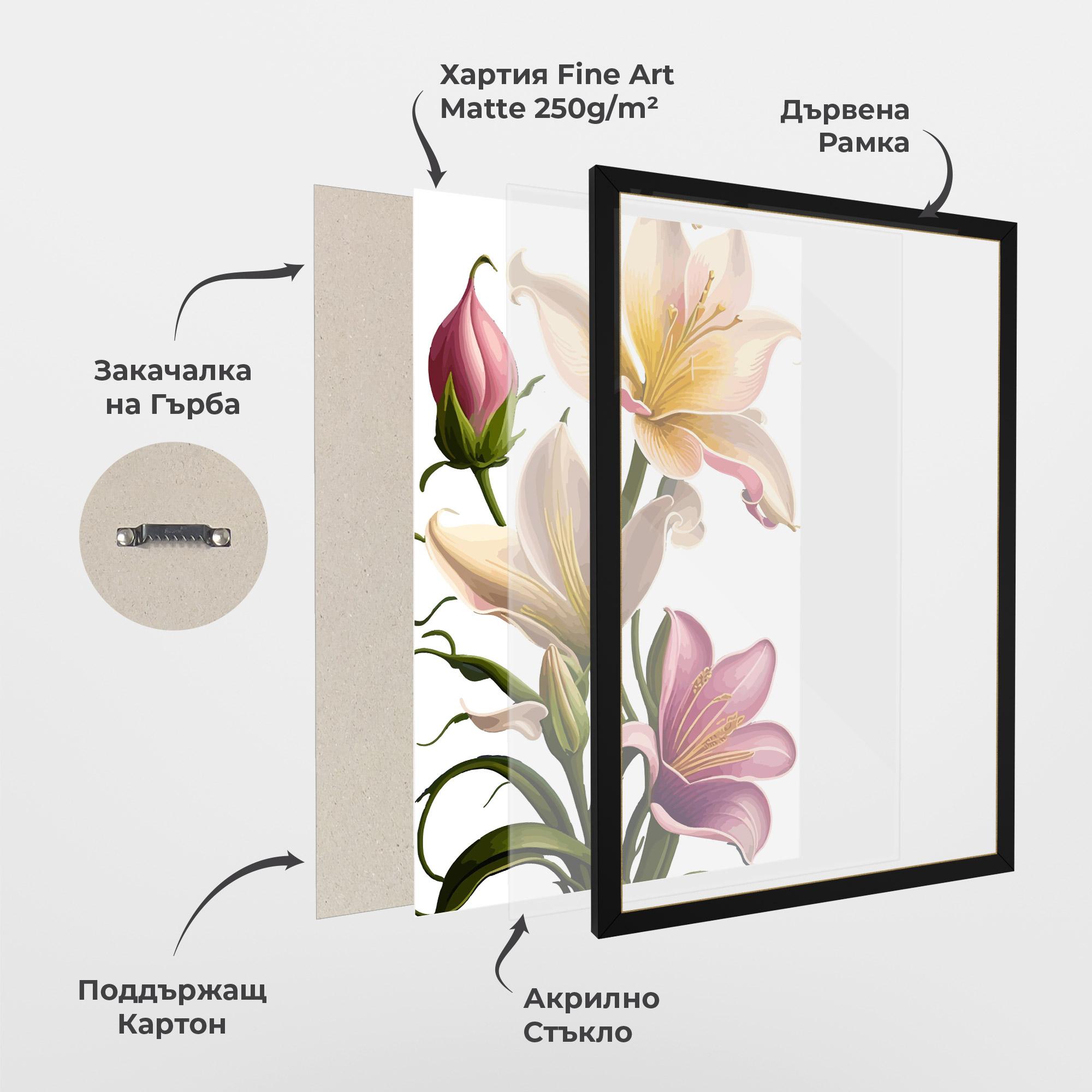 Рамкиран постер Purple White Lily mockup 1