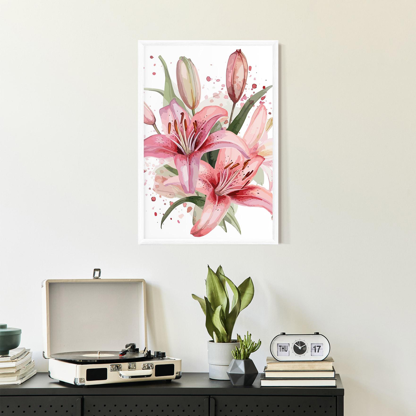 Рамкиран постер Beautiful Pink Lily mockup 2