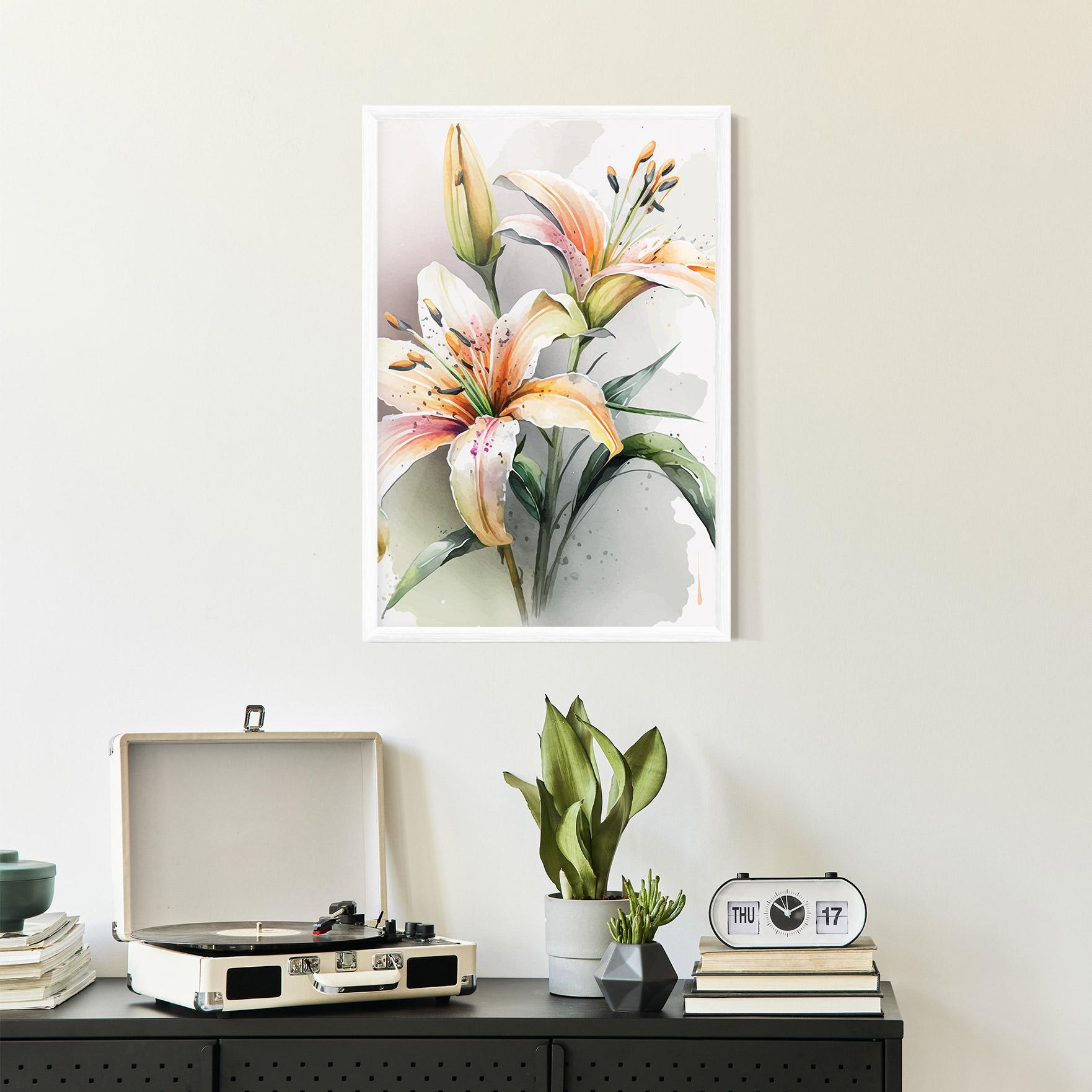 Рамкиран постер White Orange Lily mockup 2