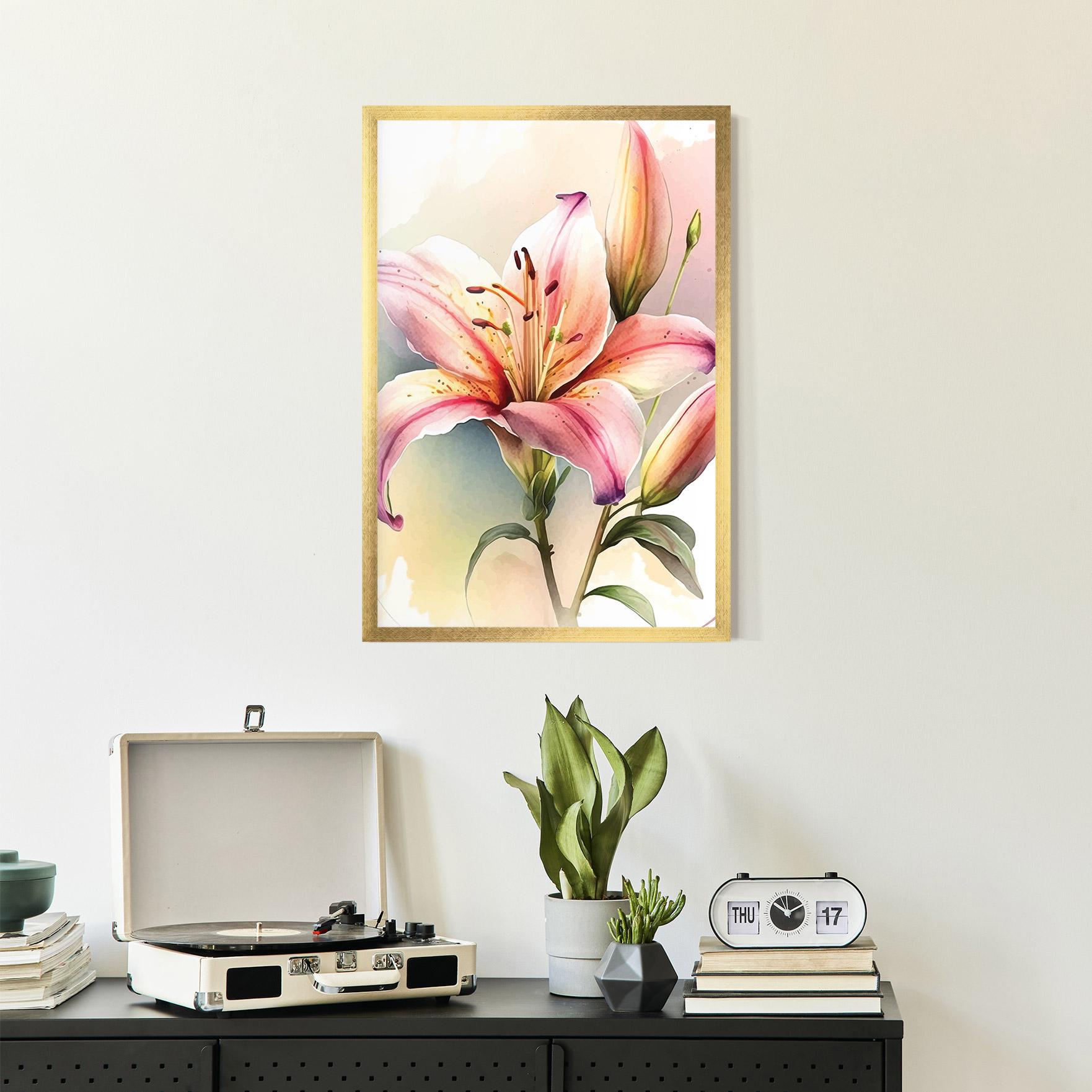 Рамкиран постер Pink Orange Lily mockup 2