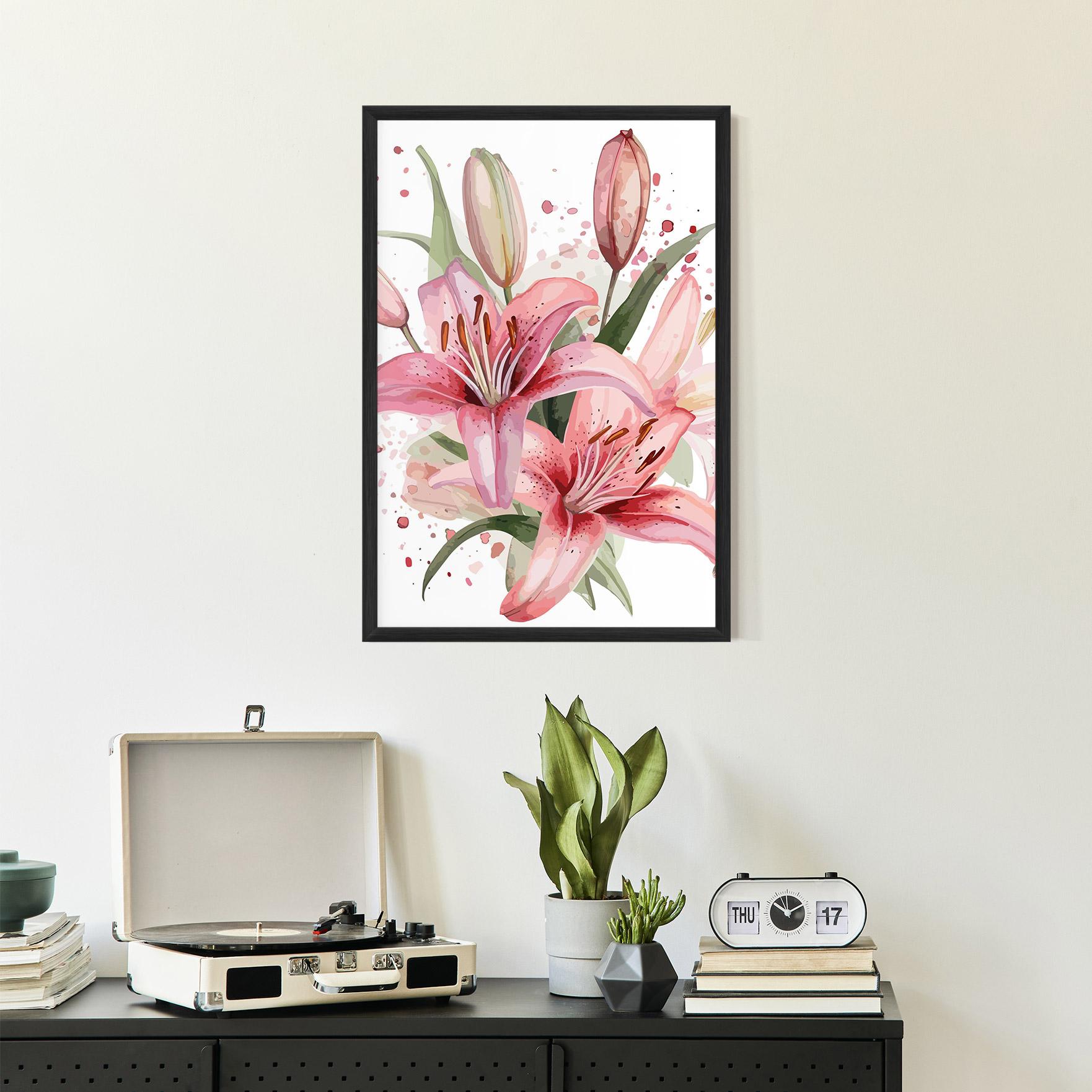 Рамкиран постер Beautiful Pink Lily mockup 2