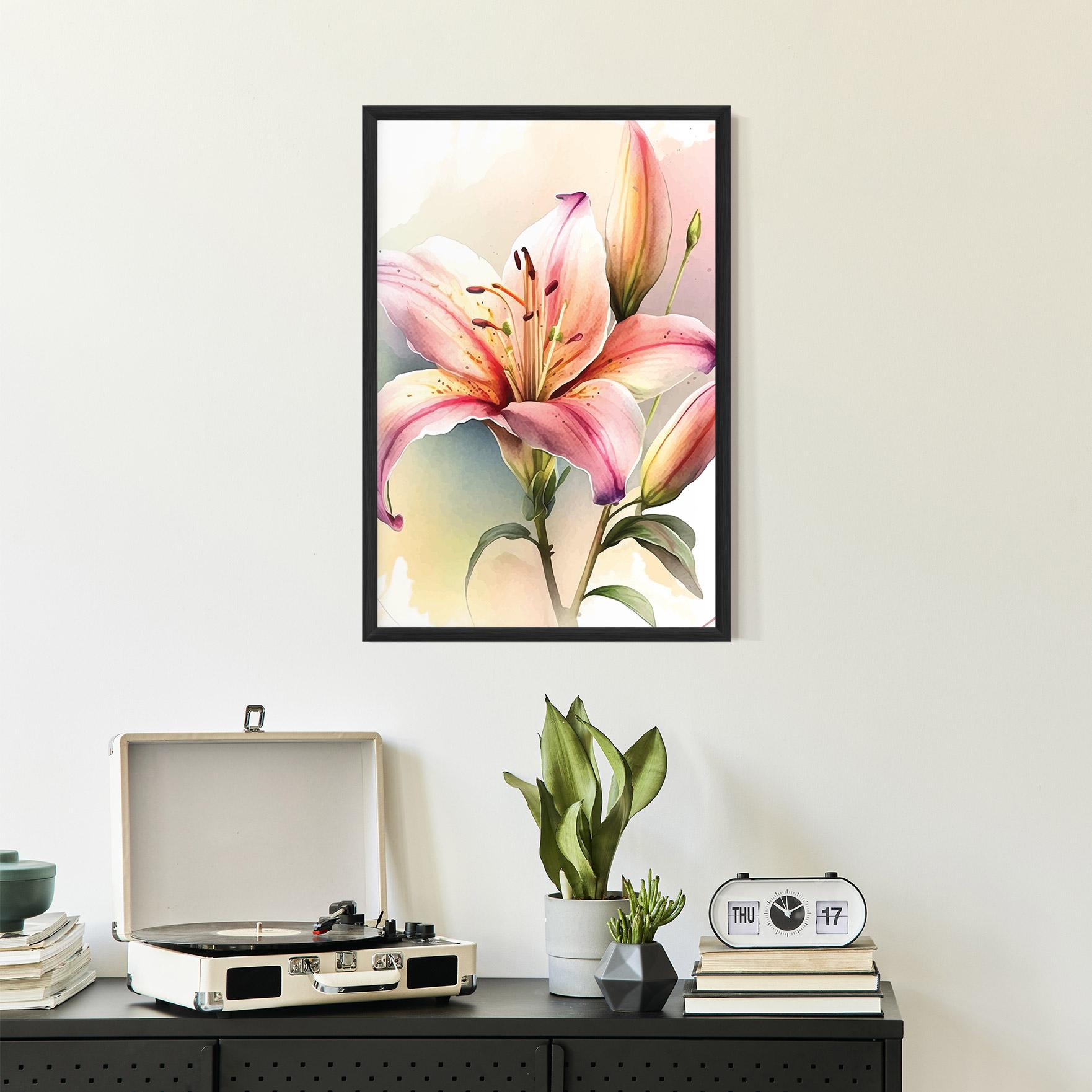 Рамкиран постер Pink Orange Lily mockup 2