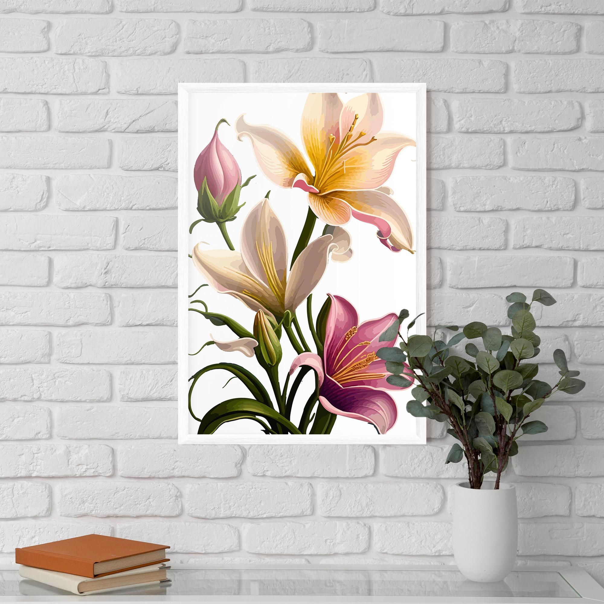 Рамкиран постер Purple White Lily mockup 5