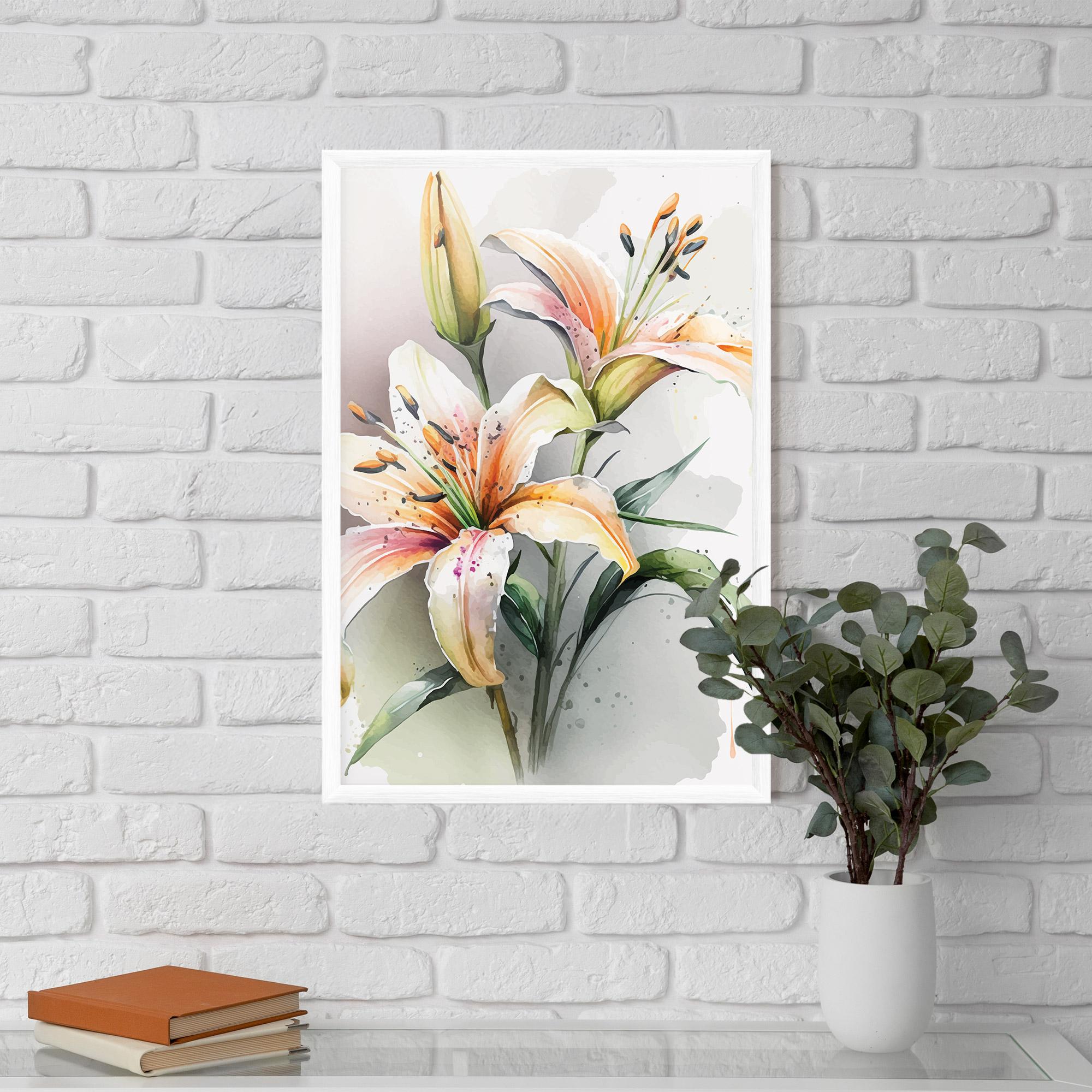 Рамкиран постер White Orange Lily mockup 5