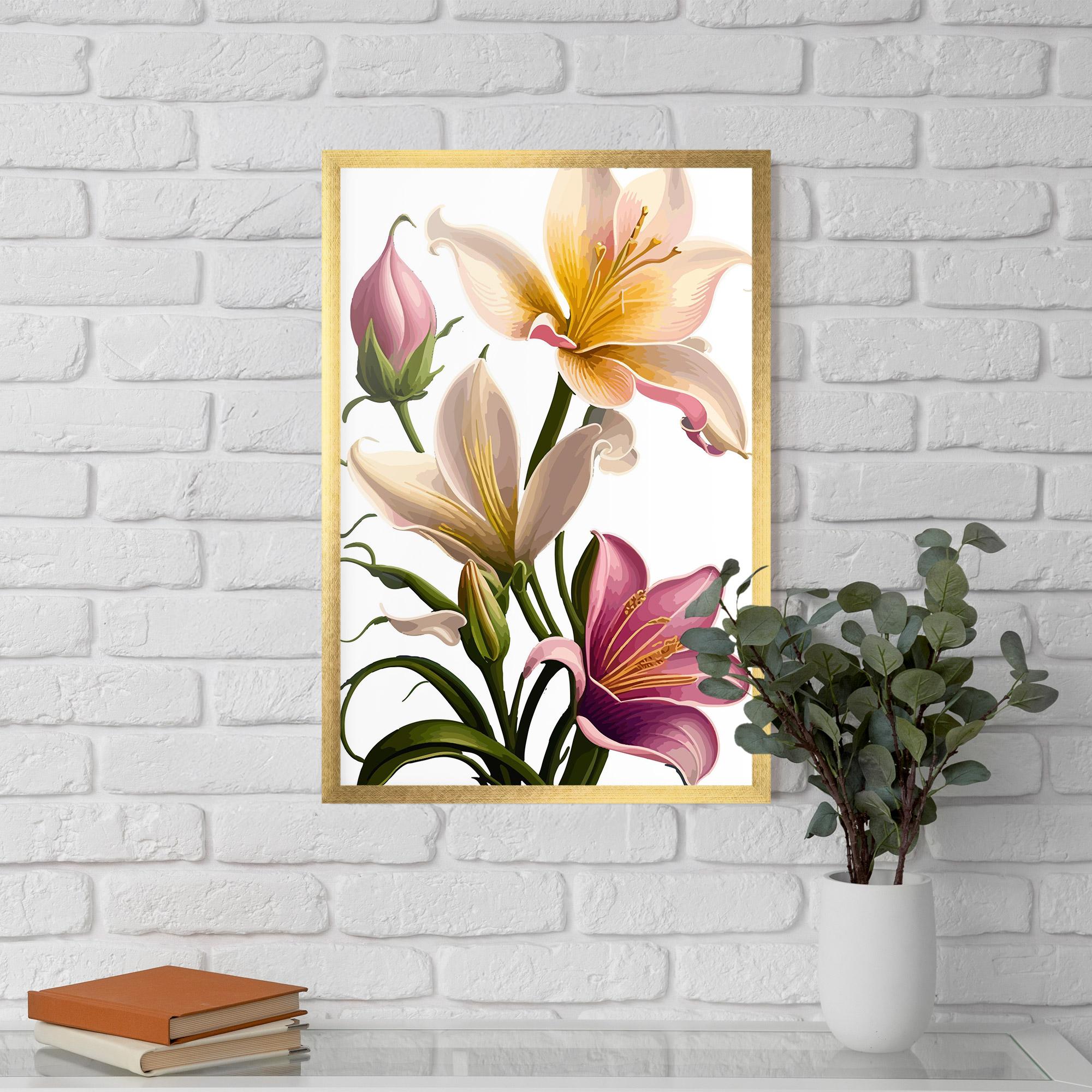 Рамкиран постер Purple White Lily mockup 5