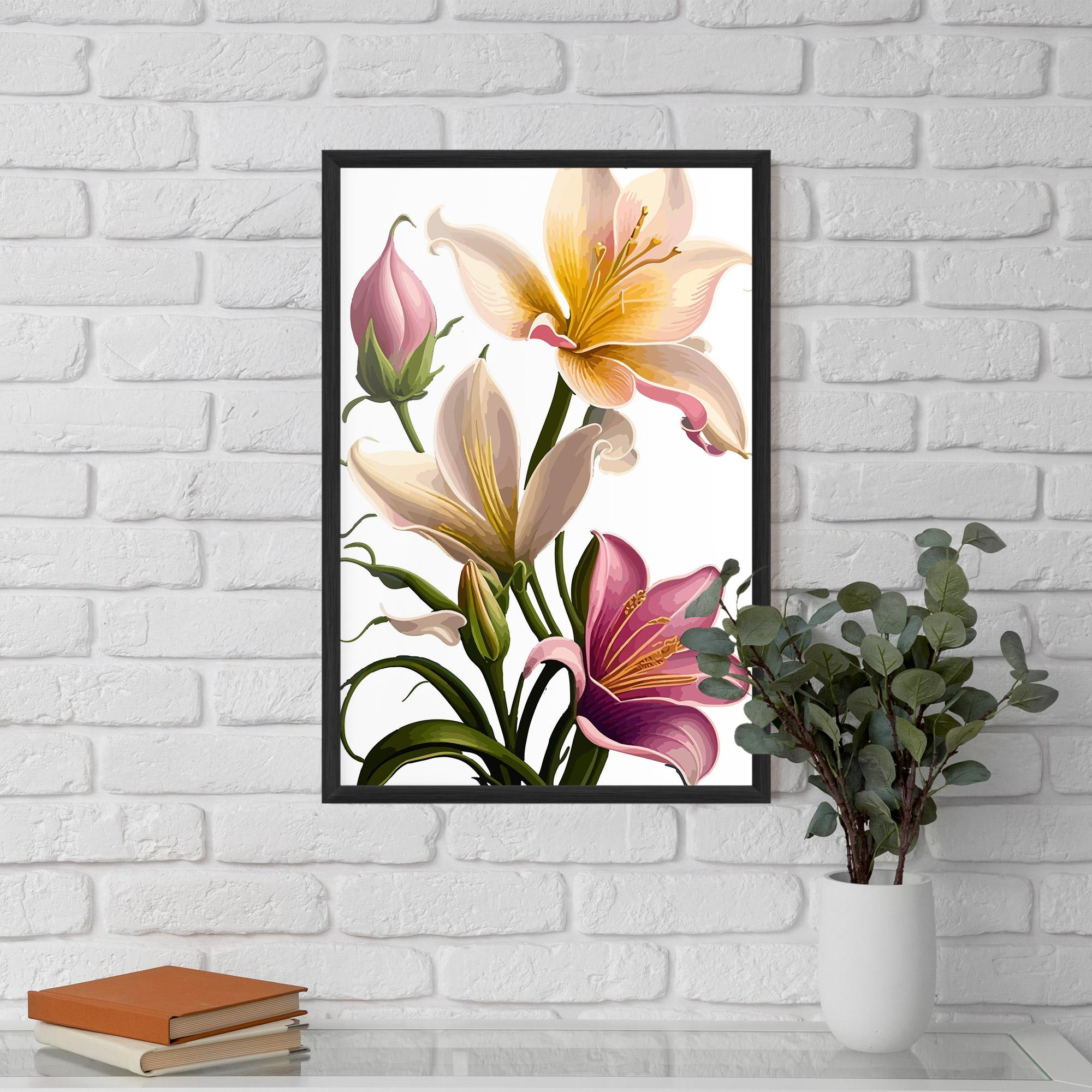 Рамкиран постер Purple White Lily mockup 5